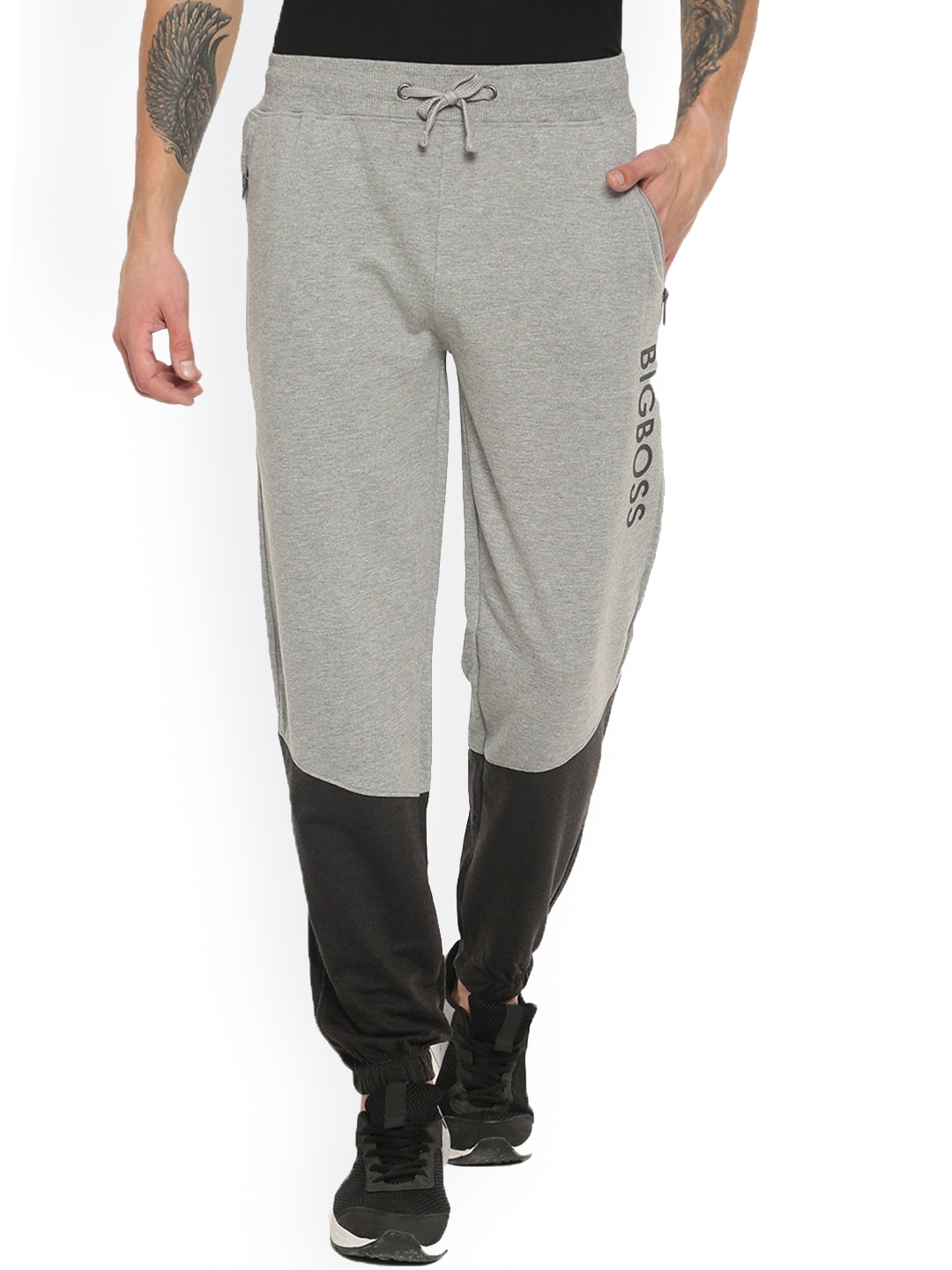 

Dollar Men Grey Colorblocked Cotton Track Pants