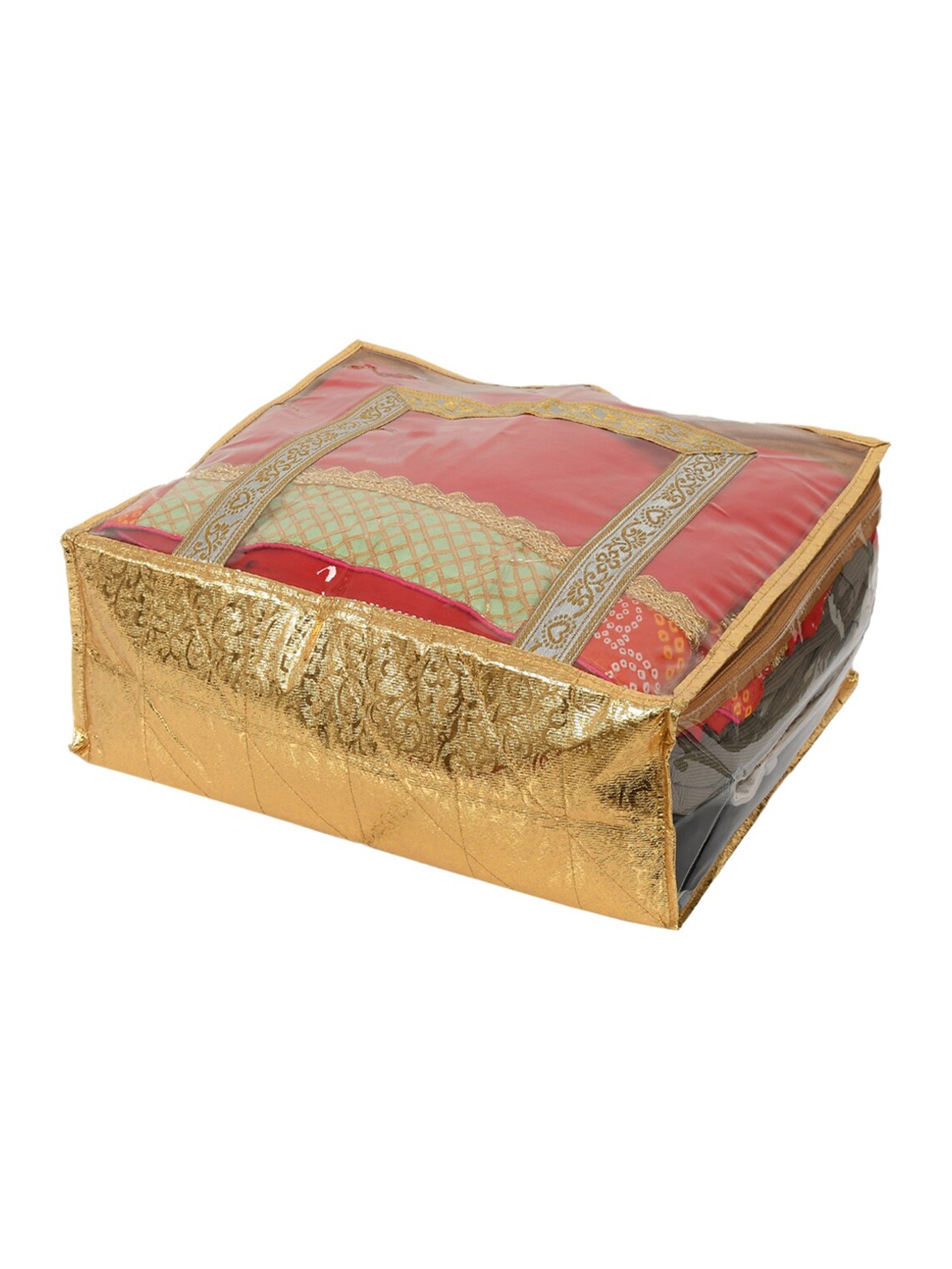 

Kuber Industries Gold-Coloured & Transparent Solid Multi-Utility Organiser