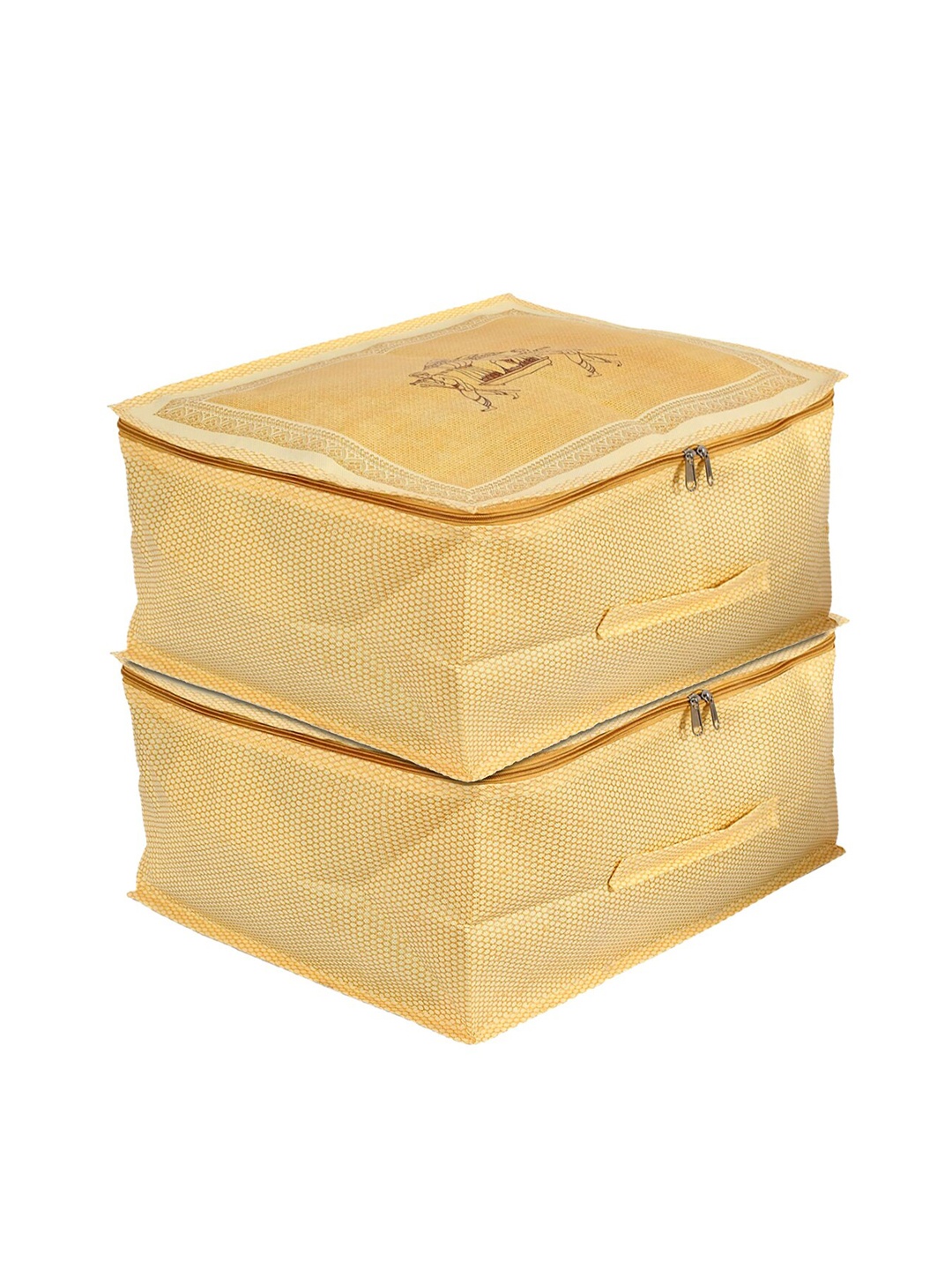 

Kuber Industries Set Of 2 Golden Printed Multi-Utility Organisers, Gold