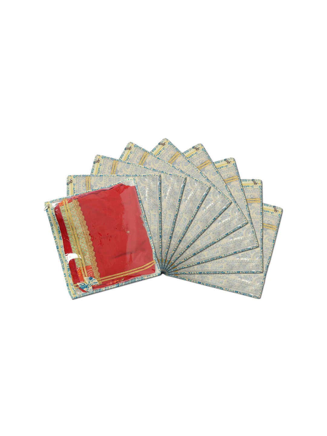 

Kuber Industries Set Of 9 Blue Printed Non-Woven Saree Organisers