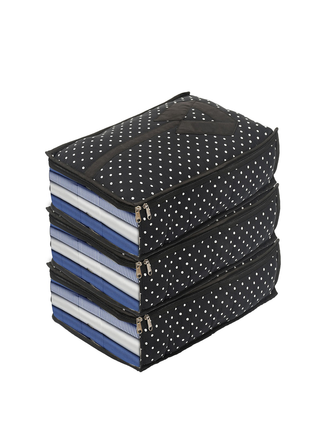 

Kuber Industries Pack of 3 Black Printed Shirt Cover Organizer