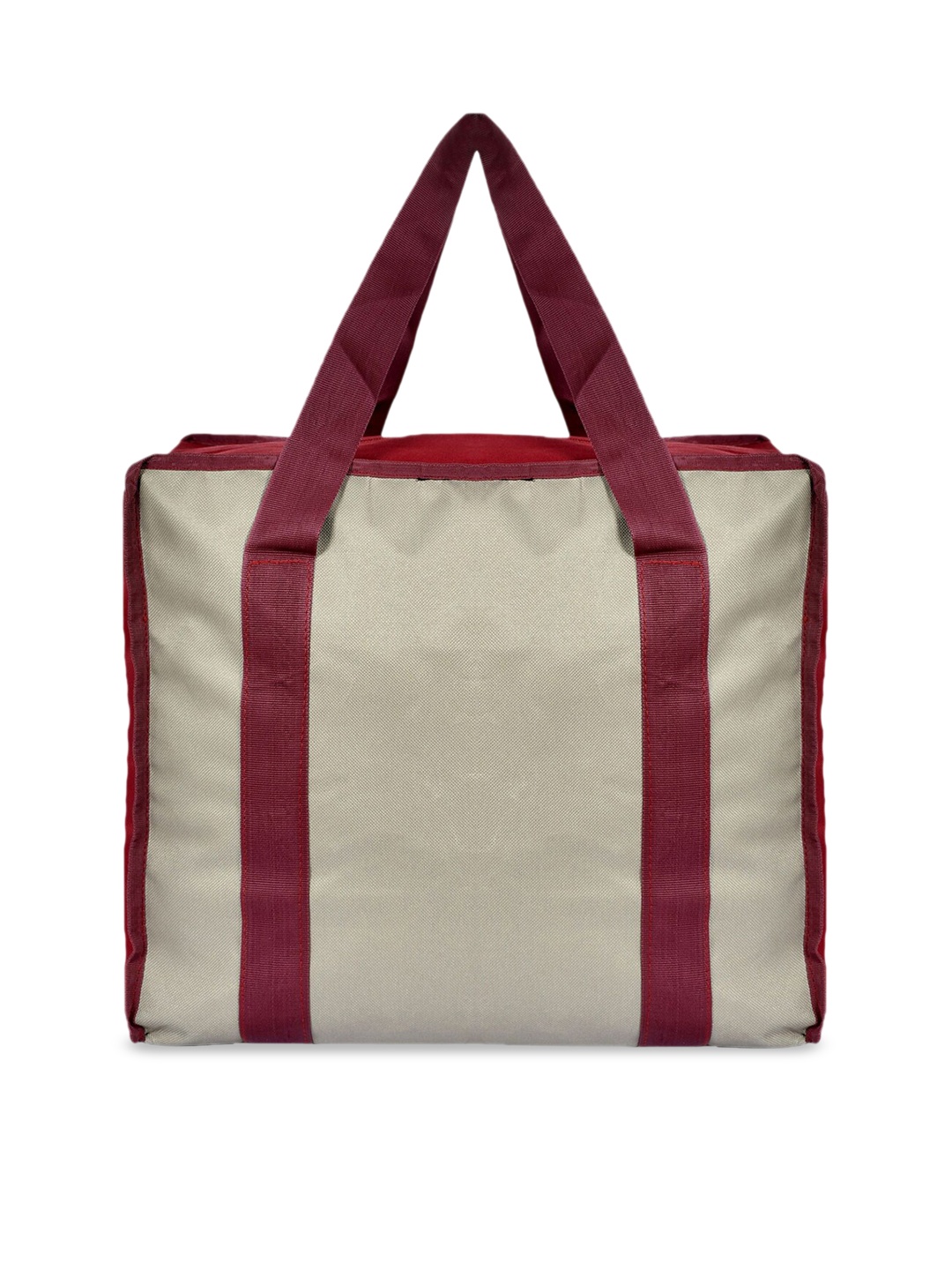 

Kuber Industries Beige & Red Solid Shopping Bag Organiser with Handles