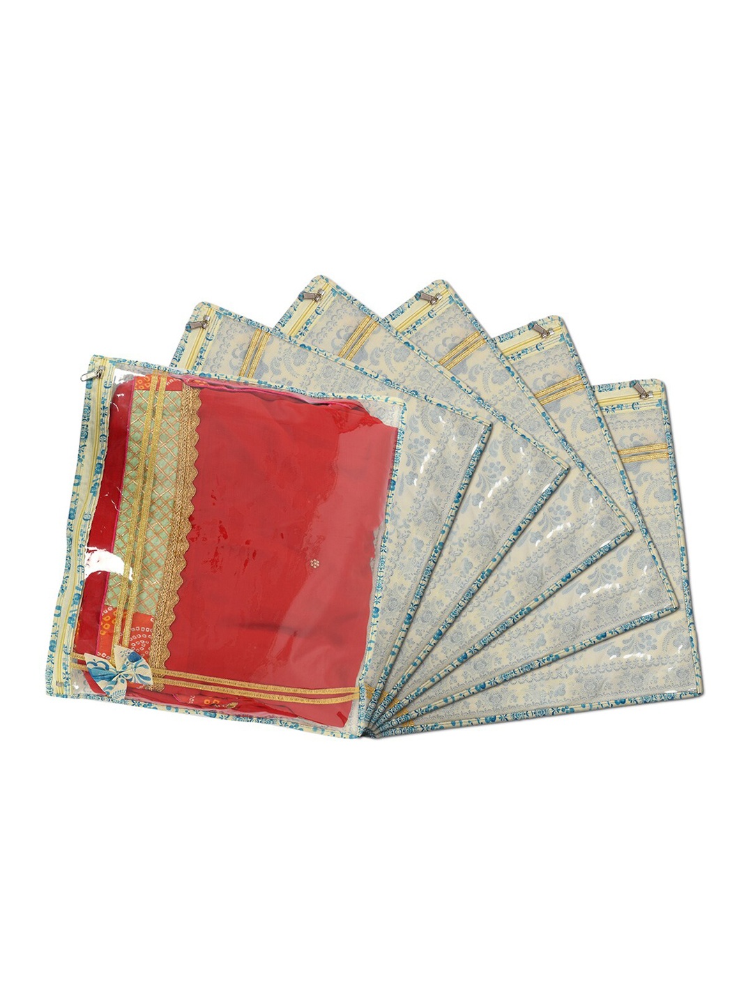 

Kuber Industries Set Of 6 Blue Printed Saree Organisers