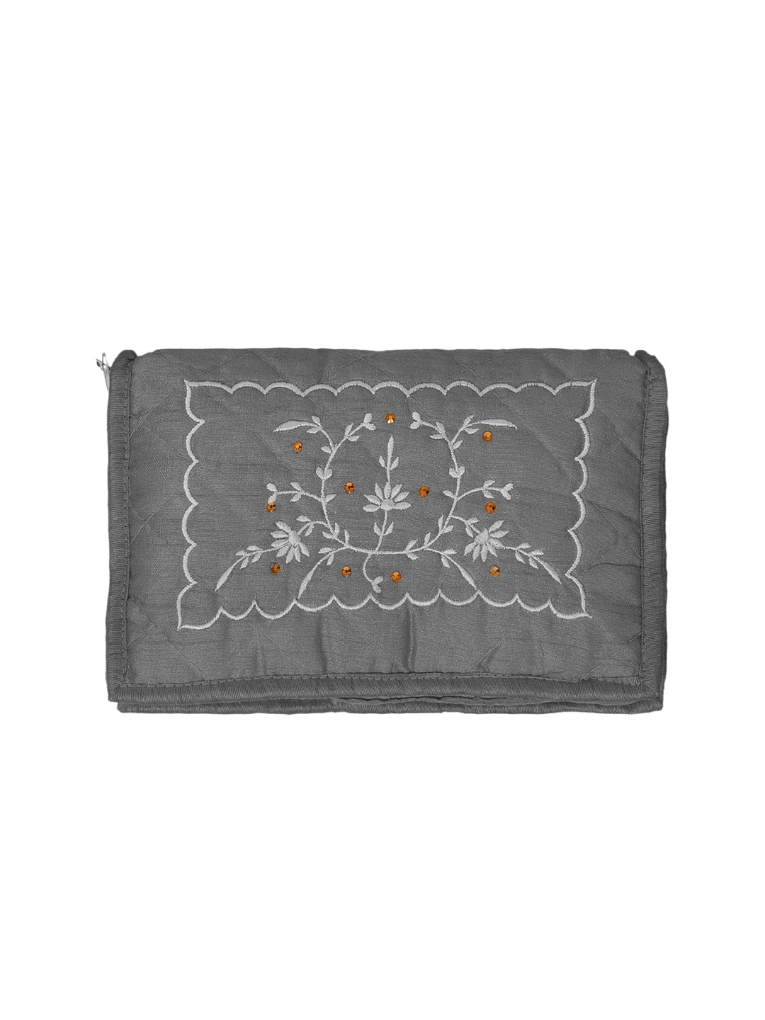 

Kuber Industries Set Of 2 Grey Embroidered Jewellery Organisers