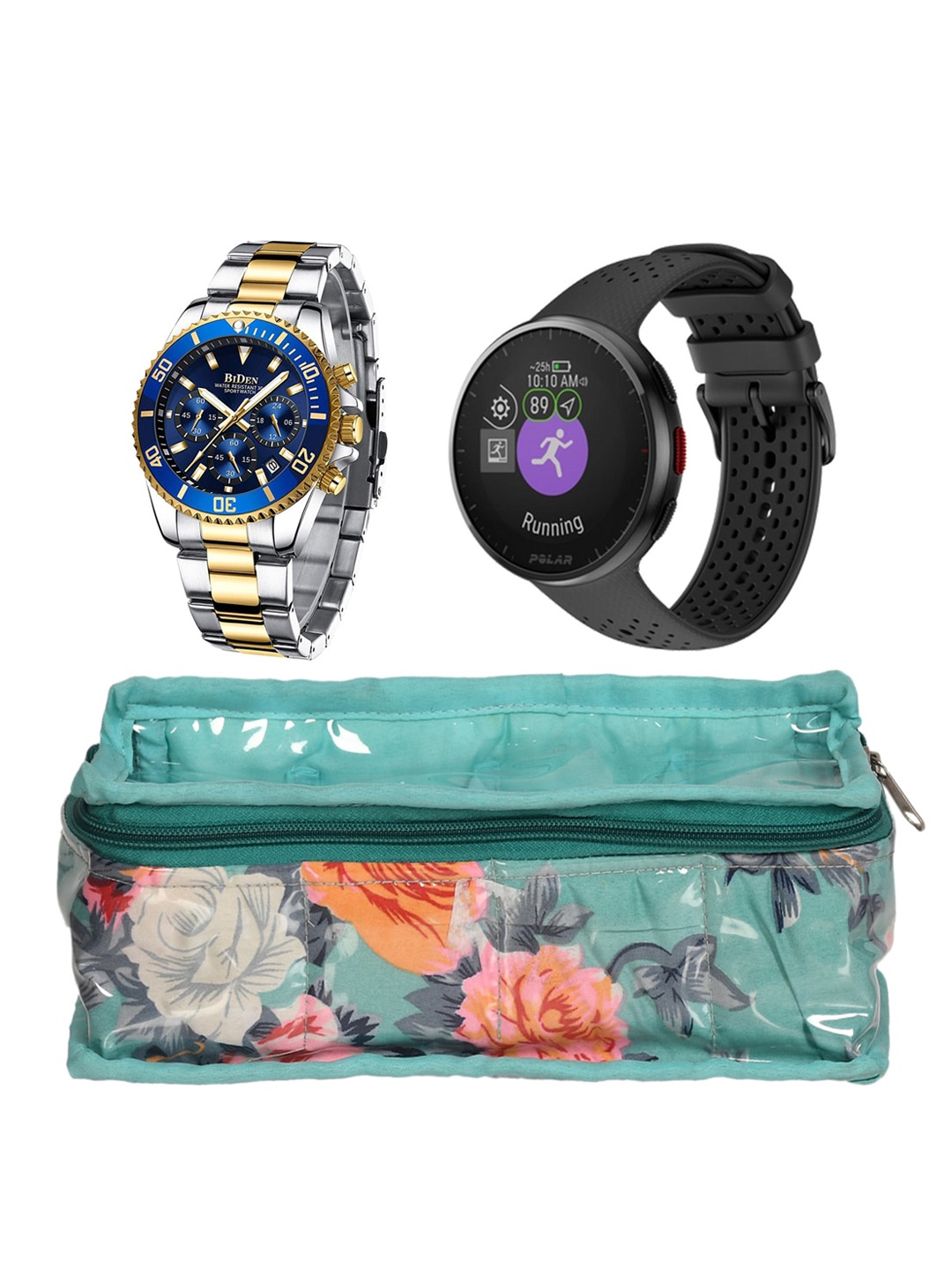 

Kuber Industries Turquoise Blue Floral Printed Watch Organisers