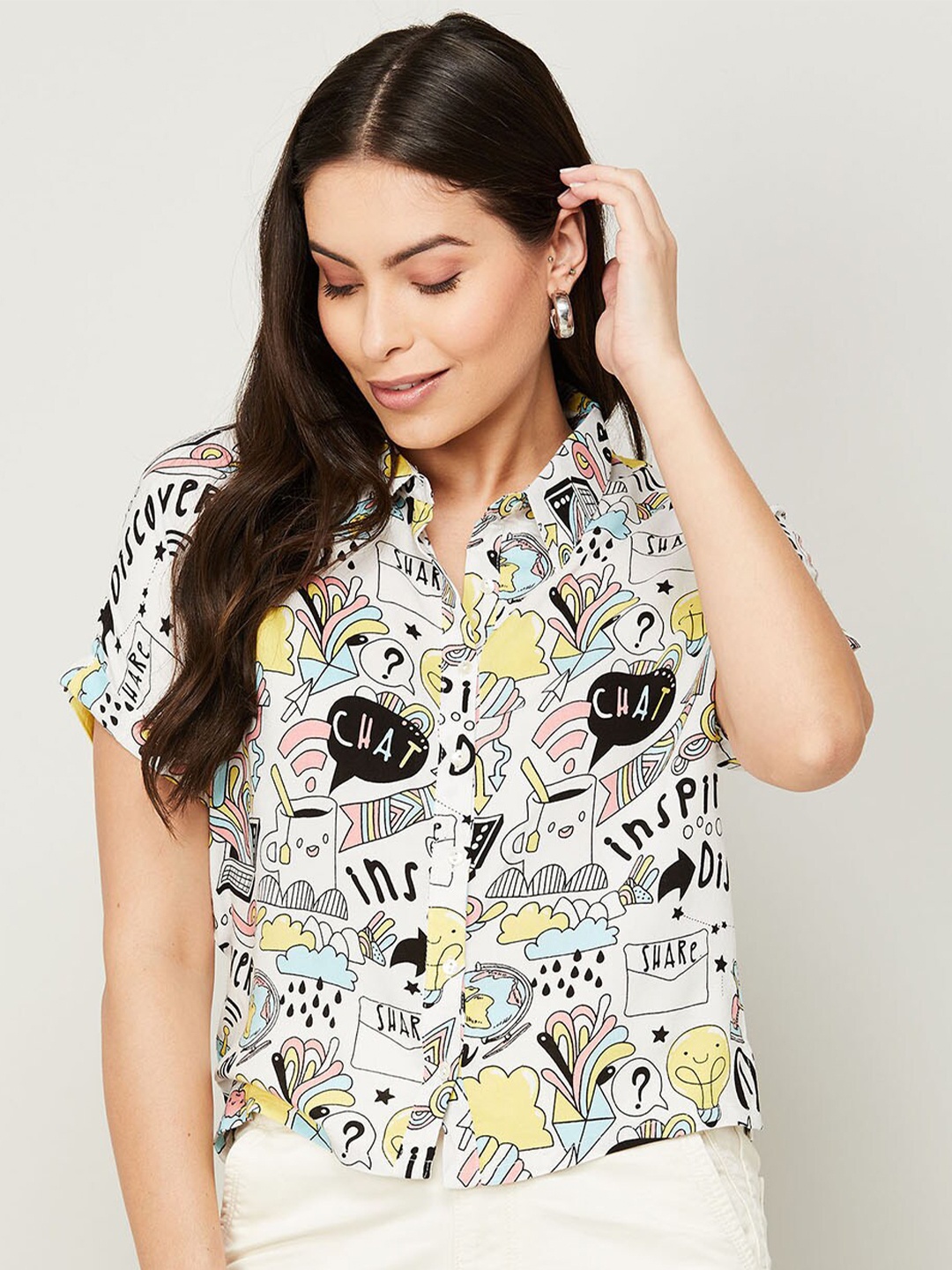 

Ginger by Lifestyle Multicoloured Print Shirt Style Top, Multi