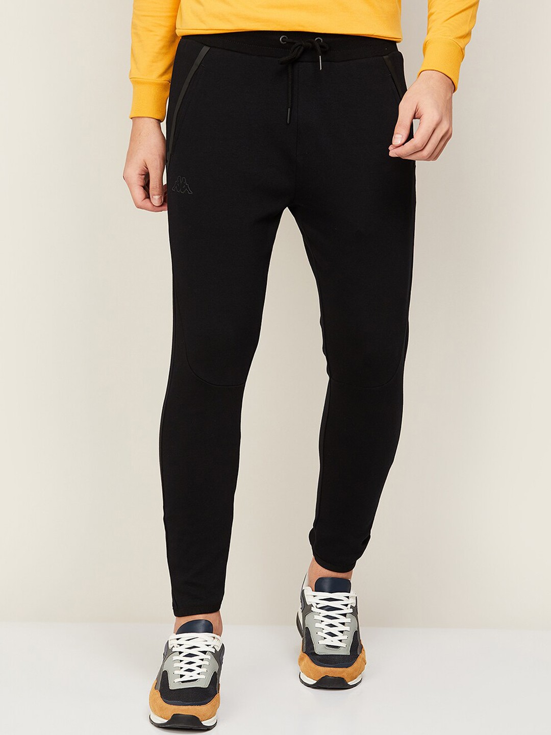 

Kappa Men Black Solid Slim-Fit Cotton Joggers