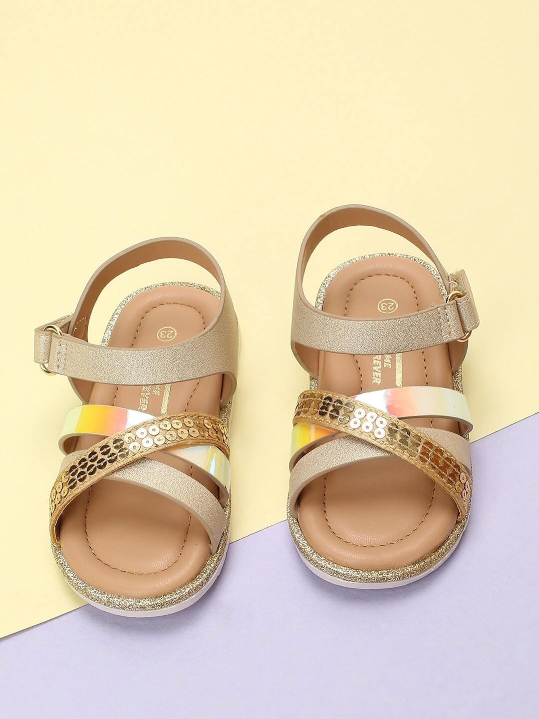 

Fame Forever by Lifestyle Girls Gold-Toned Embellished Comfort Heels