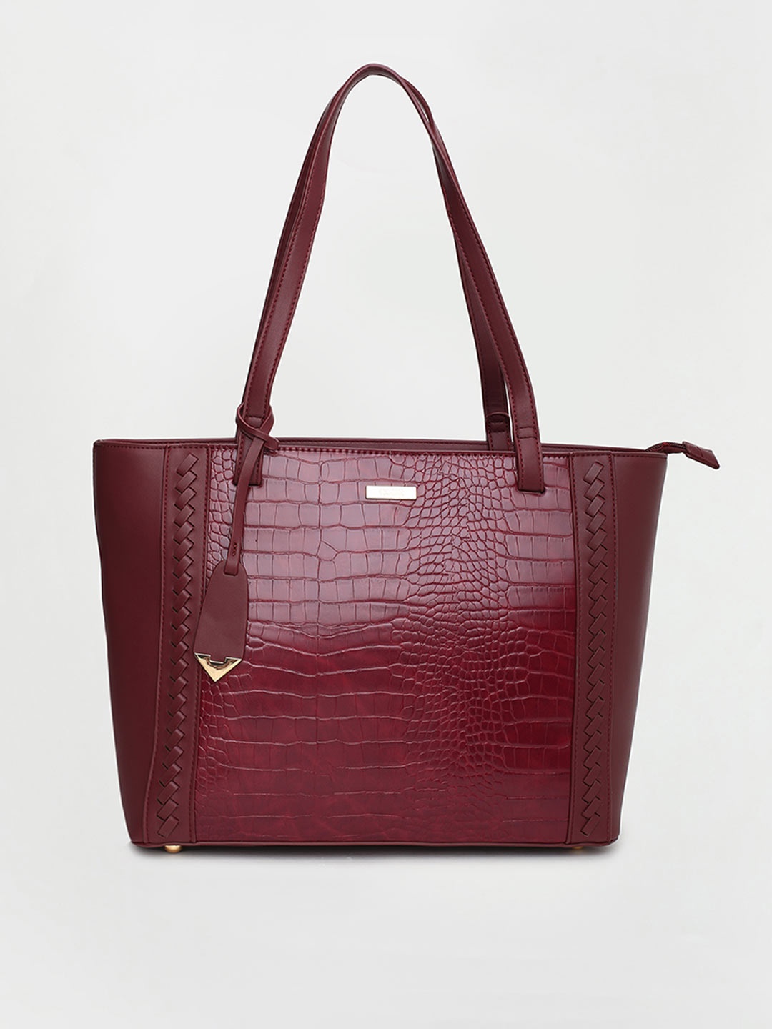 CODE by Lifestyle Red Textured Oversized Shopper Shoulder Bag with Applique