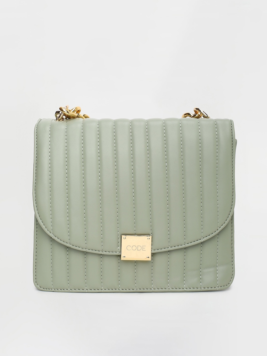 

CODE by Lifestyle Green Textured Structured Sling Bag with Cut Work
