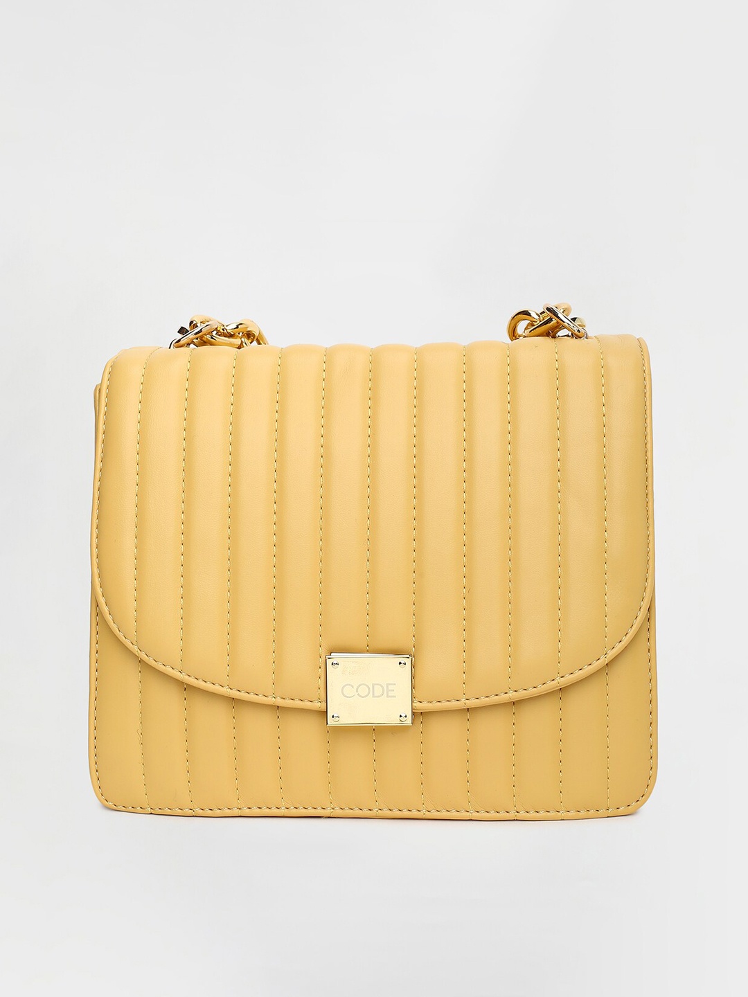 

CODE by Lifestyle Women Yellow Textured Structured Synthetic Handbags