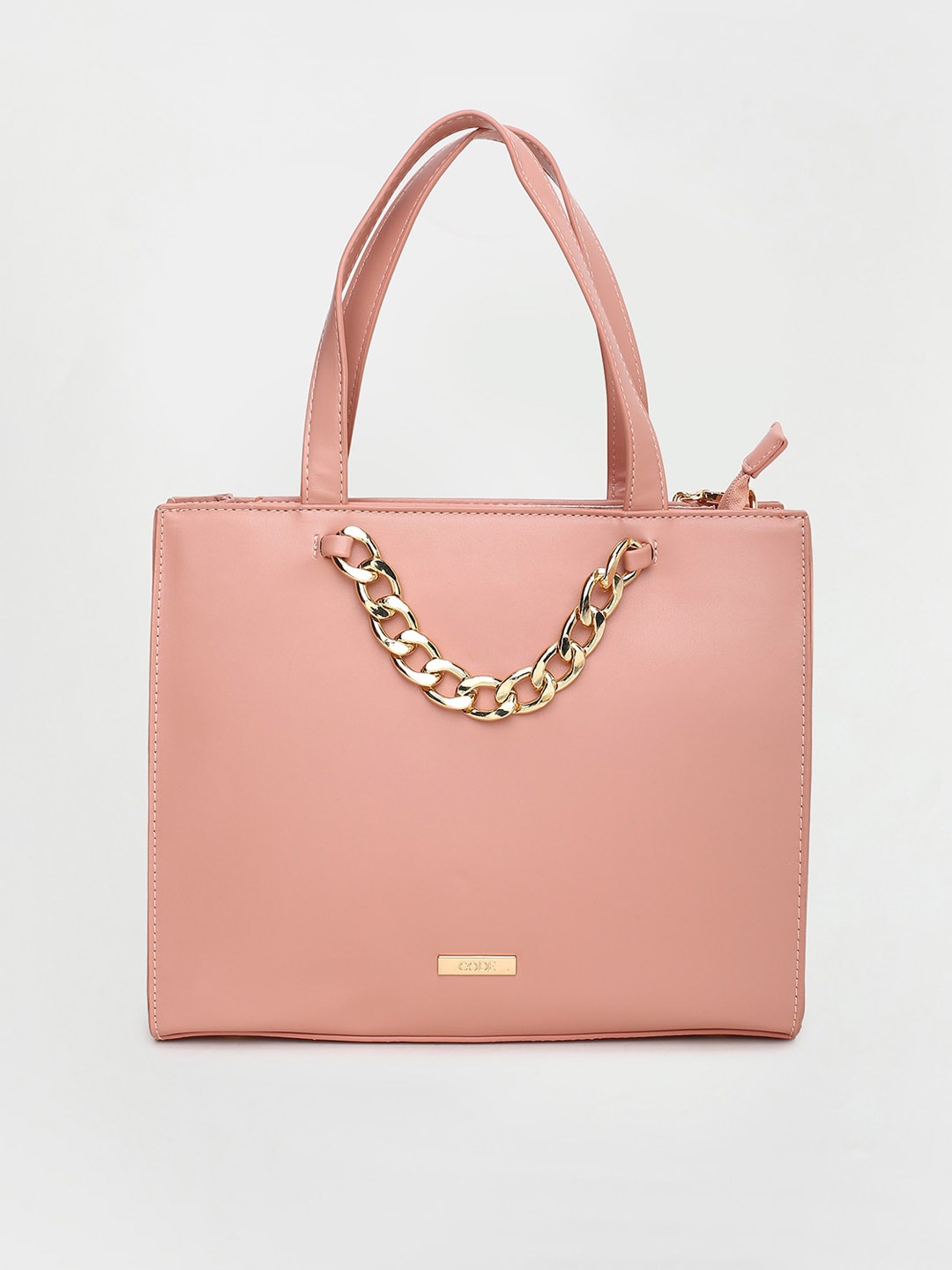 

CODE by Lifestyle Pink Oversized Structured Handheld Bag with Applique