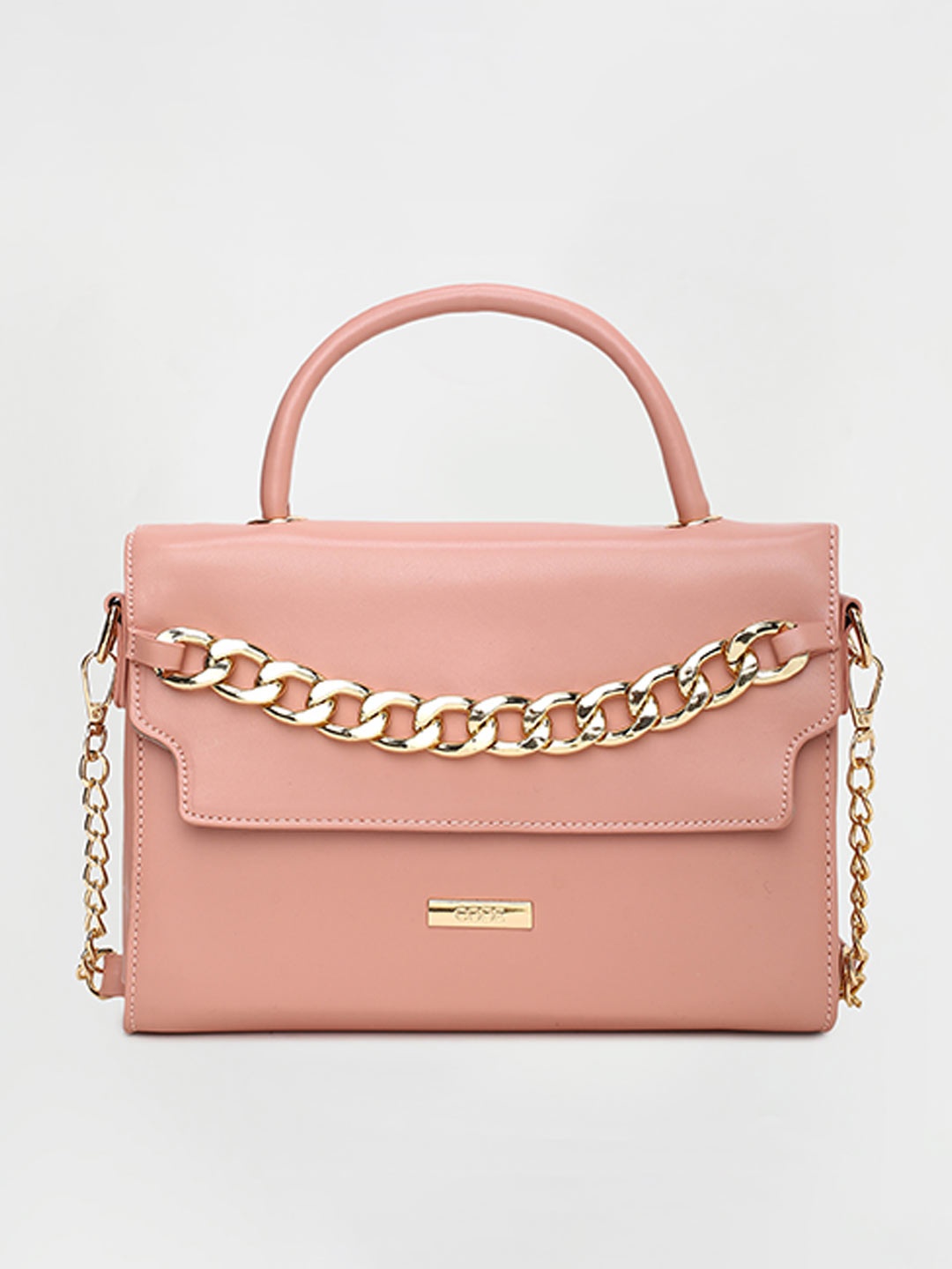 

CODE by Lifestyle Pink Embellished Oversized Structured Handheld Bag