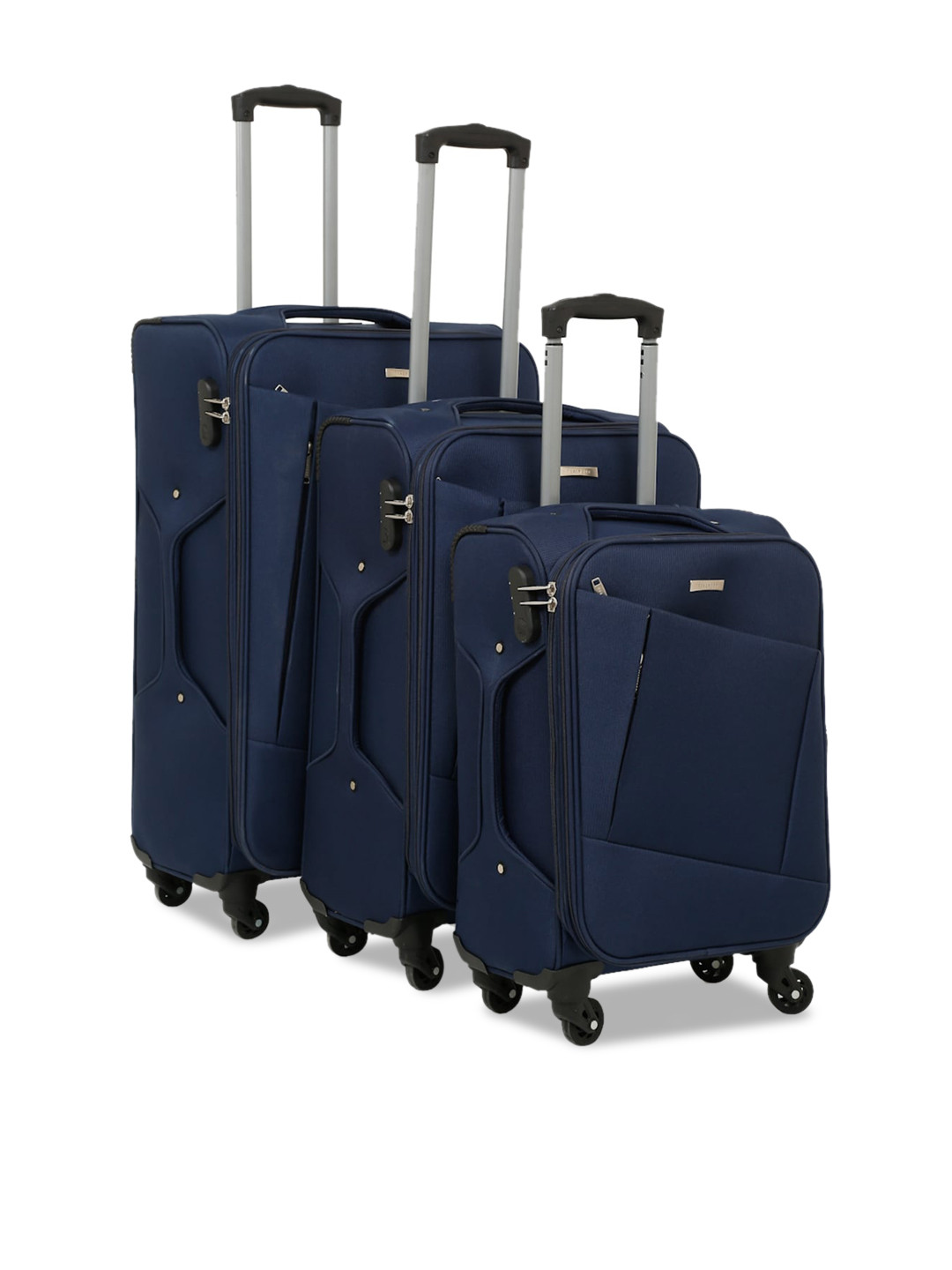 

Teakwood Leathers Set Of 3 Solid Soft-Sided Trolley Bag, Blue