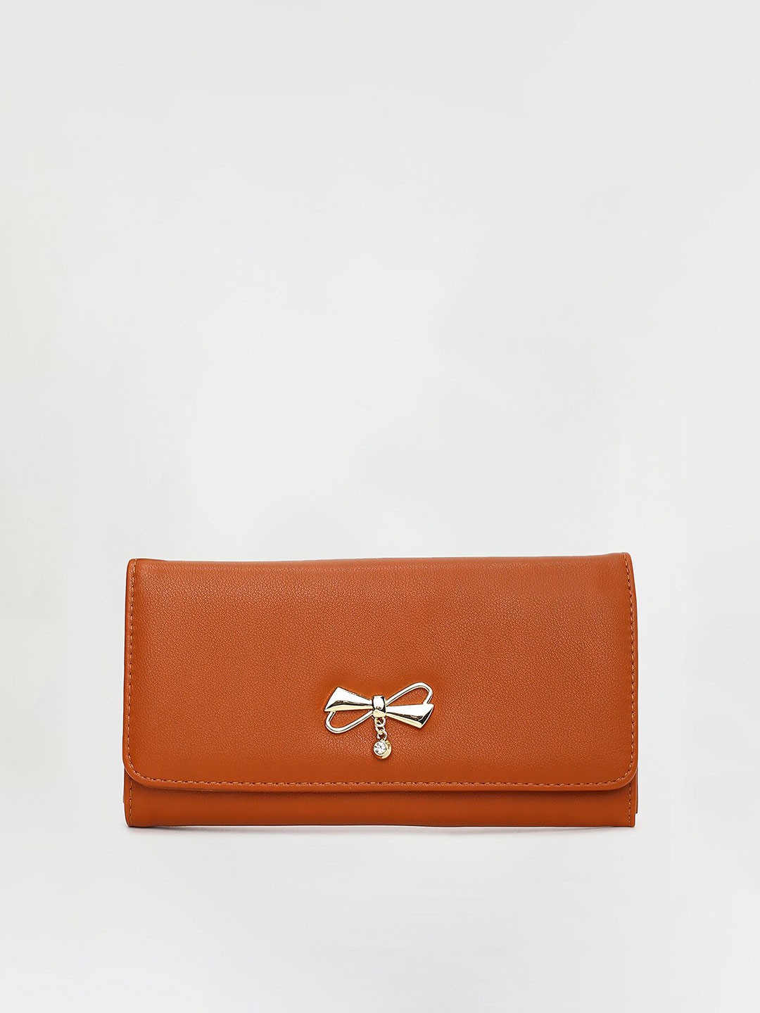 

Ginger by Lifestyle Women Brown & Silver-Toned Solid Synthetic Wallets