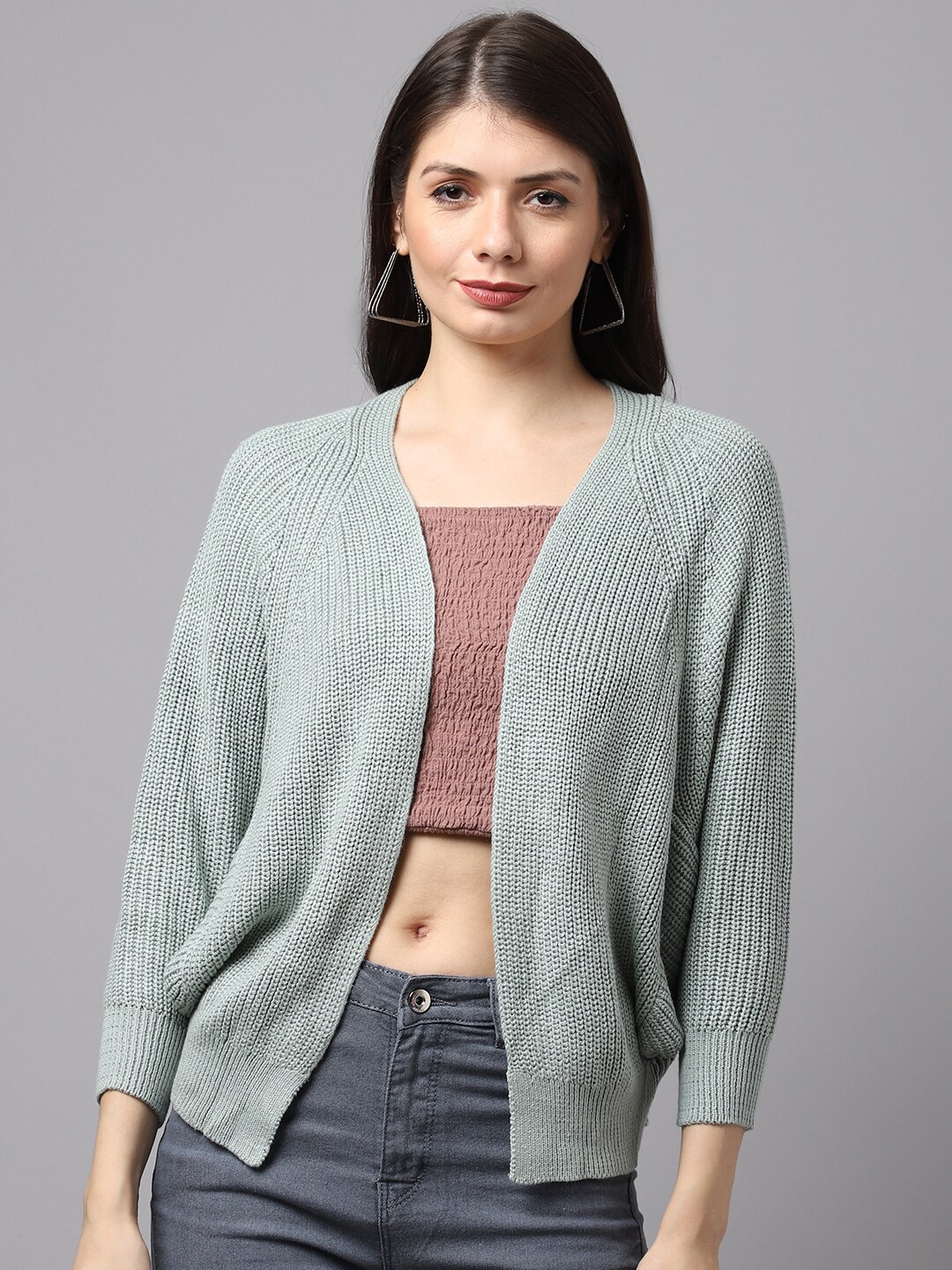 

TAG 7 Women Mint Green Woollen Winter Shrug