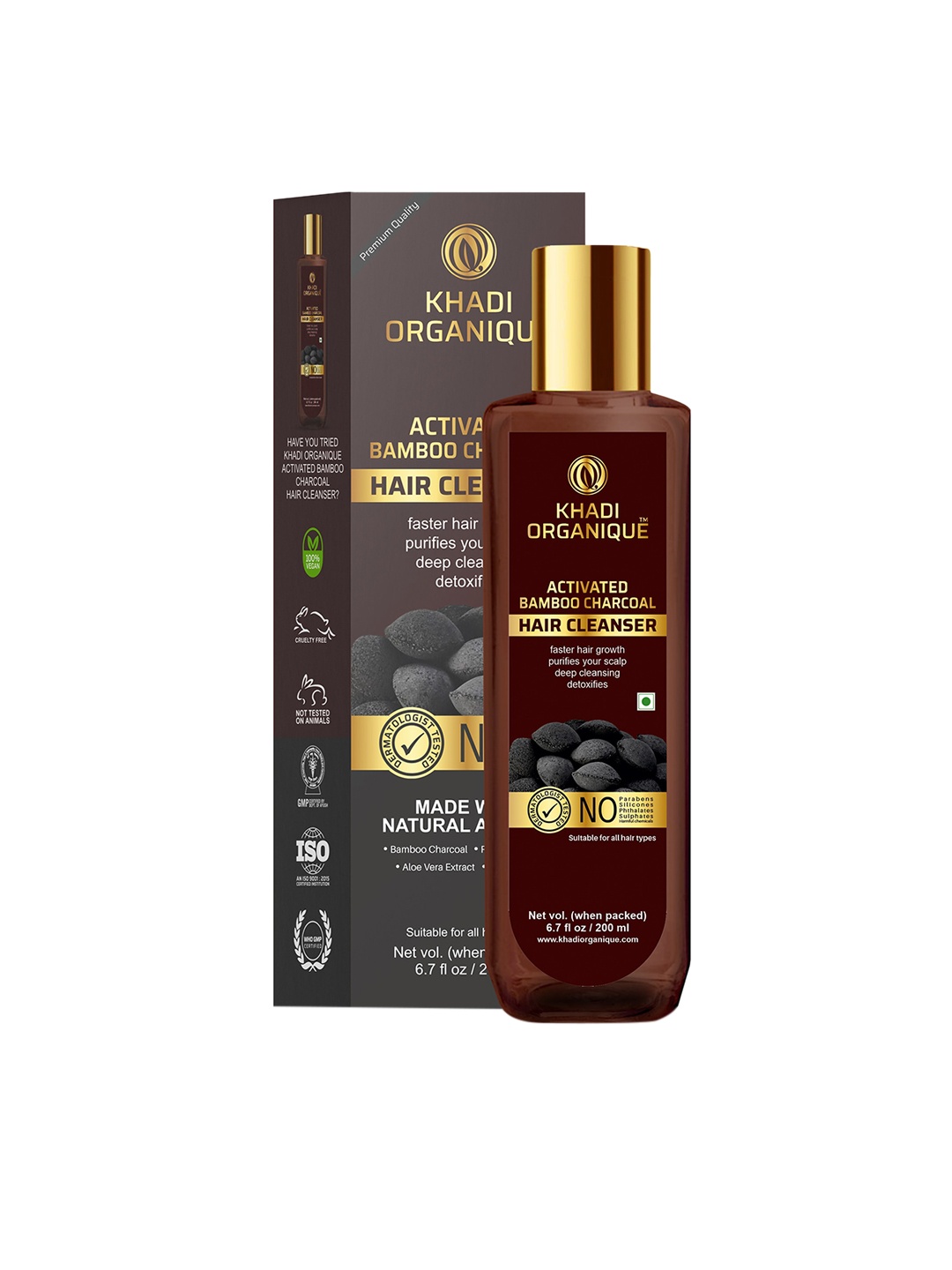 

Khadi Organique Activated Charcoal Shampoo For Hair Growth & Scalp Deep Cleansing - 200 ml, White