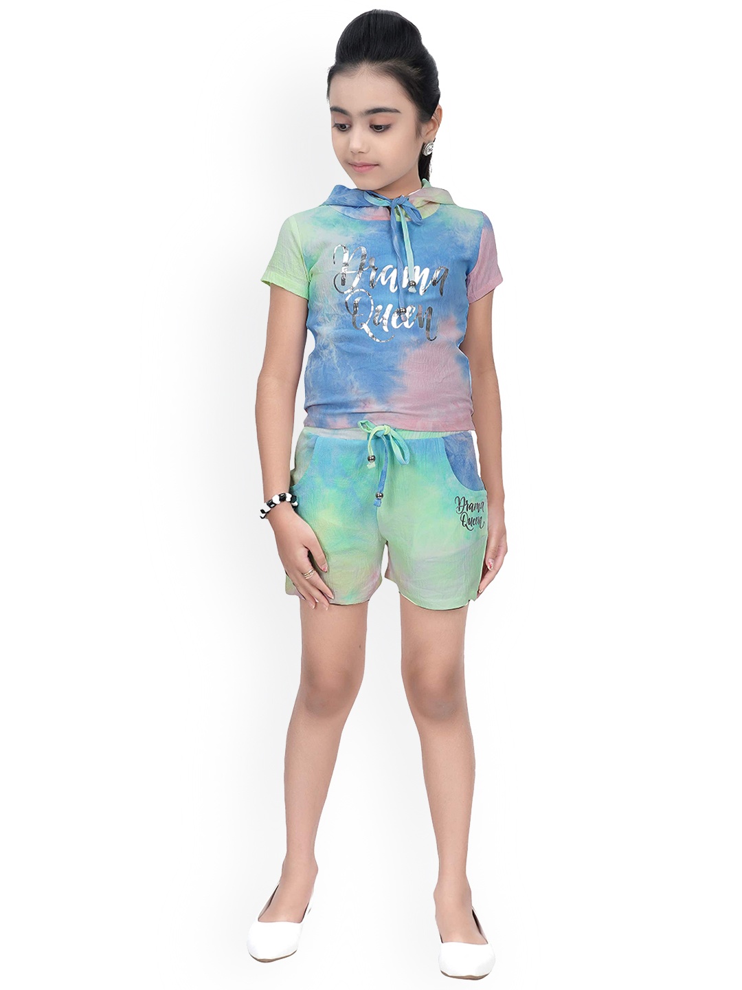 

Tiny Girl Girls Green & Blue Dyed T-shirt with Shorts