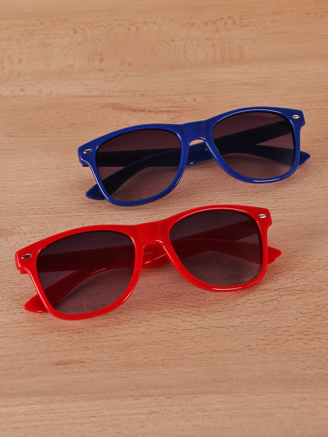

DukieKooky Unisex Kids Grey Lens & Red Square Sunglasses with UV Protected Lens, Purple