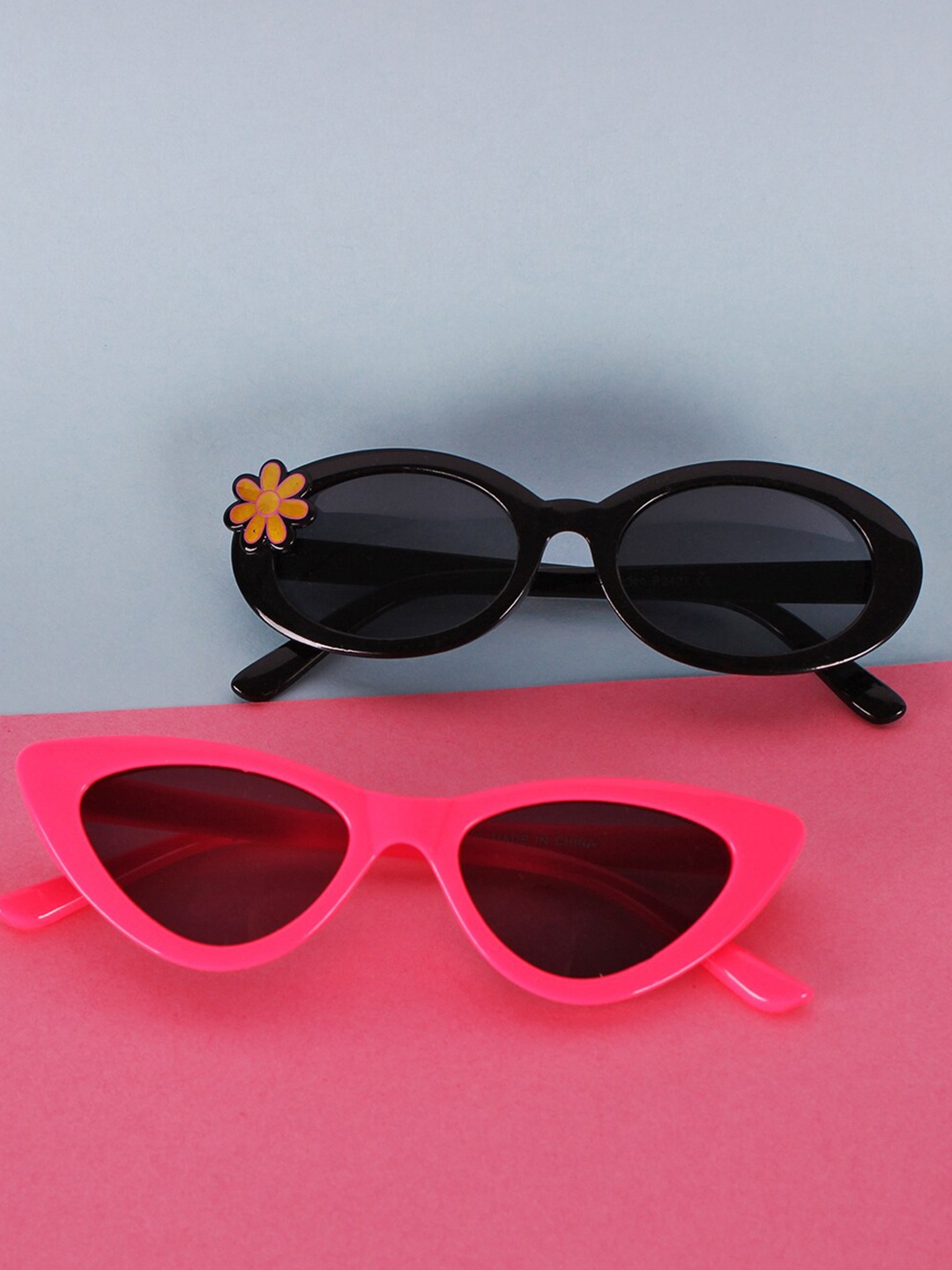 

DukieKooky Girls Black Lens & Pink Cateye Sunglasses with UV Protected Lens, Grey