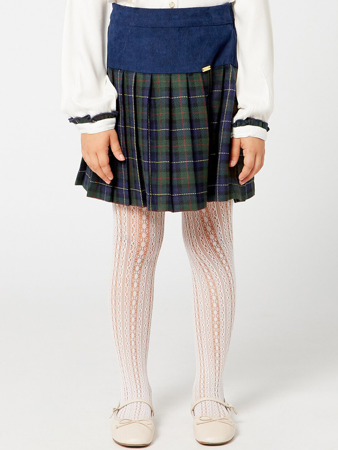 

One Friday Girls Navy Blue Checked A-Line Knee-Length Skirts