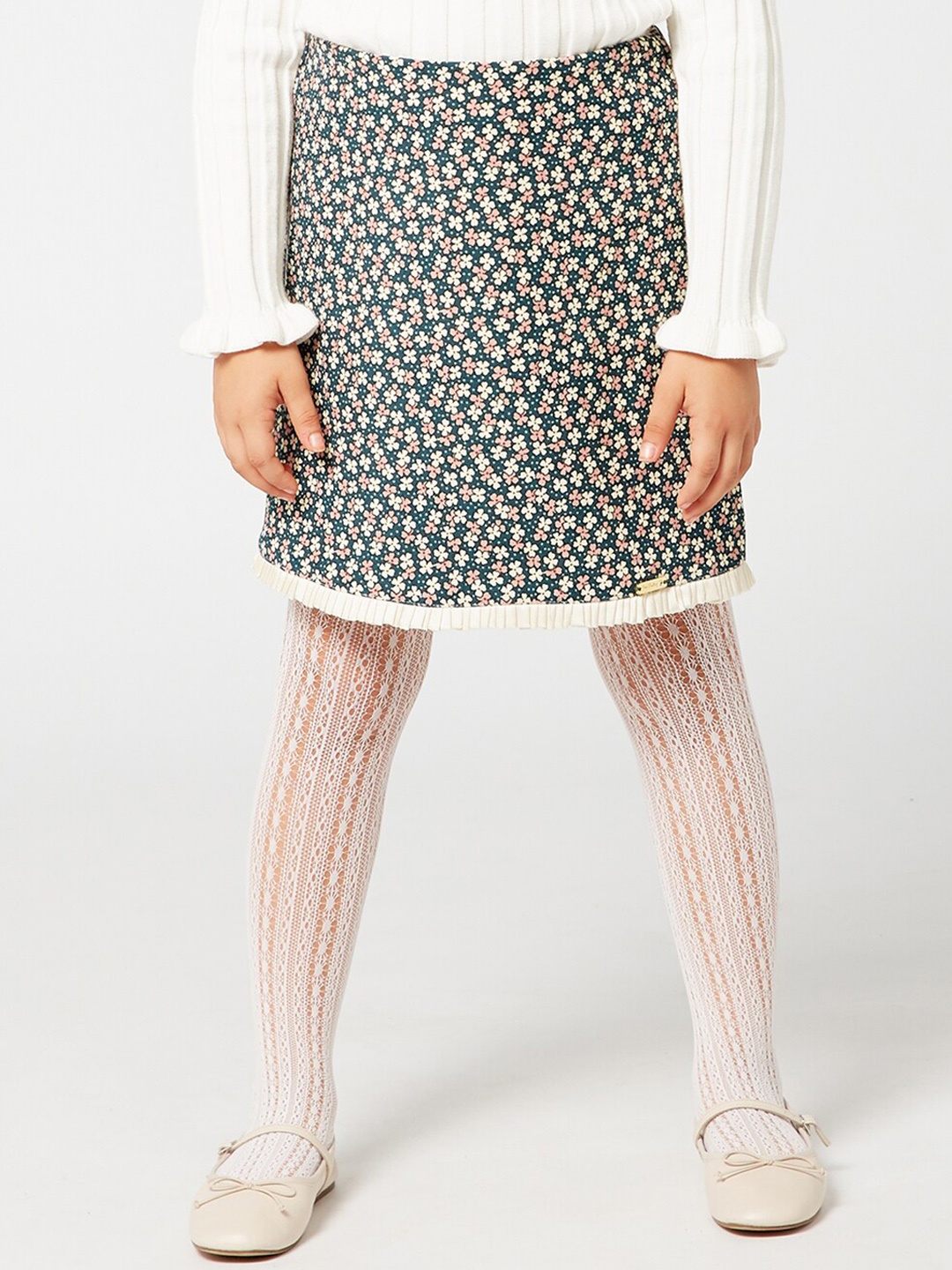 

One Friday Infant Girls Grey Floral Print A-line Knee-Length Skirts