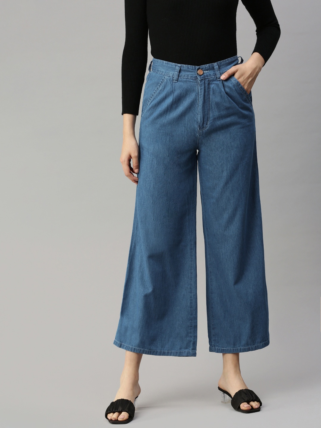 

ADBUCKS Women Blue Flared High-Rise Jeans