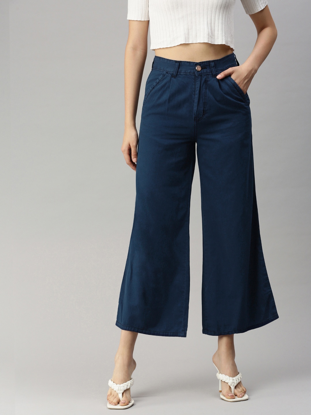 

ADBUCKS Women Navy Blue Flared High-Rise Jeans
