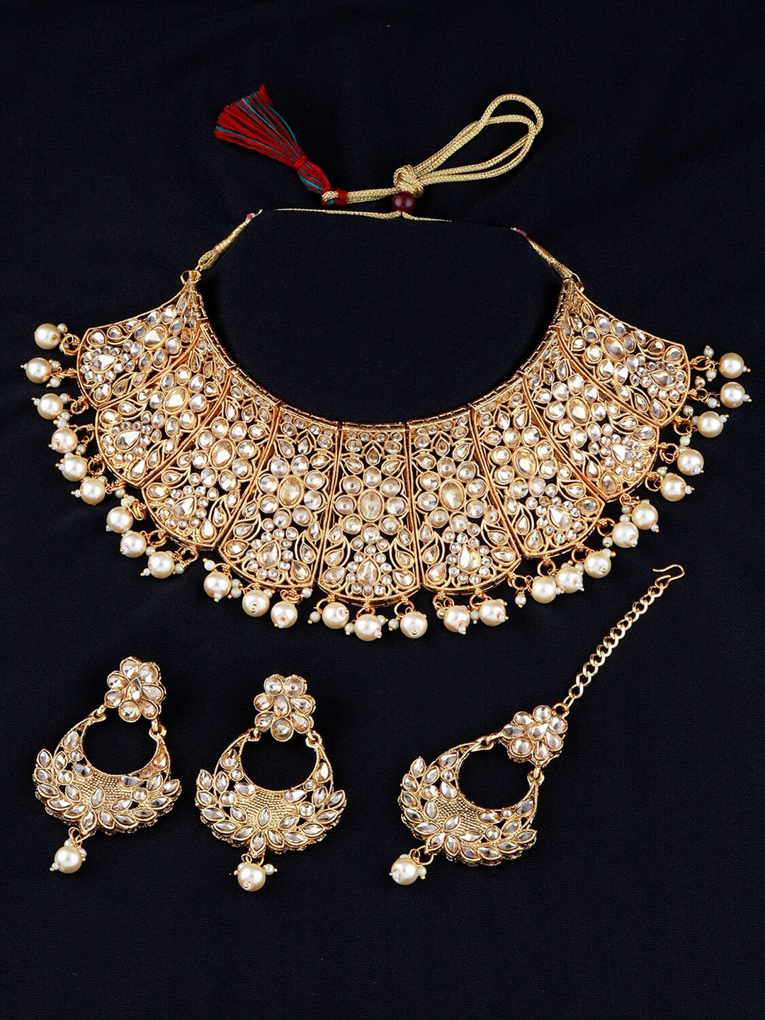 

Silver Shine Gold Plated Kundan Studded Jewellery Set