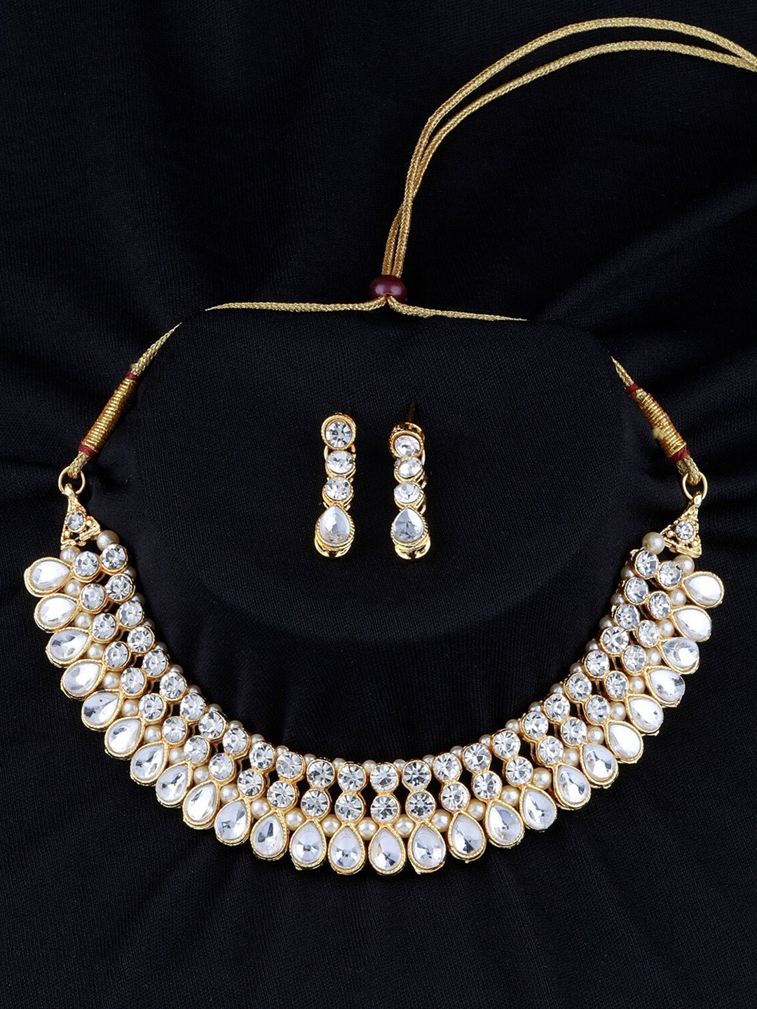 

Silver Shine Gold-Plated & Stone Studded Jewellery Set