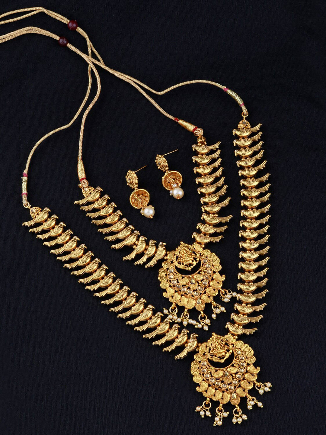 

Silver Shine Gold-Plated & Gold Traditional long Harm Jewellery Set