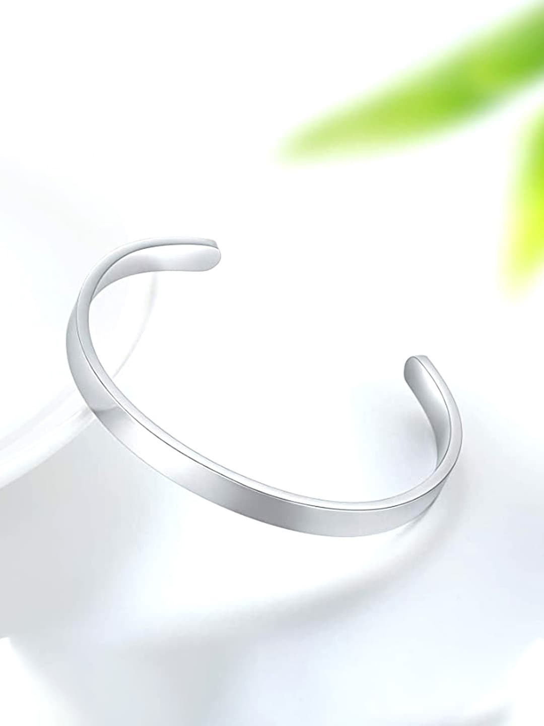 

Yellow Chimes Men Silver-Toned Stainless Stee Kada Cuff Bracelet
