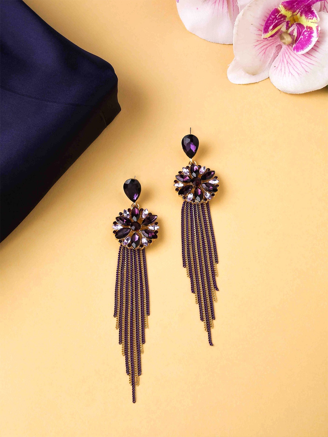 

Yellow Chimes Purple Contemporary Drop Earrings