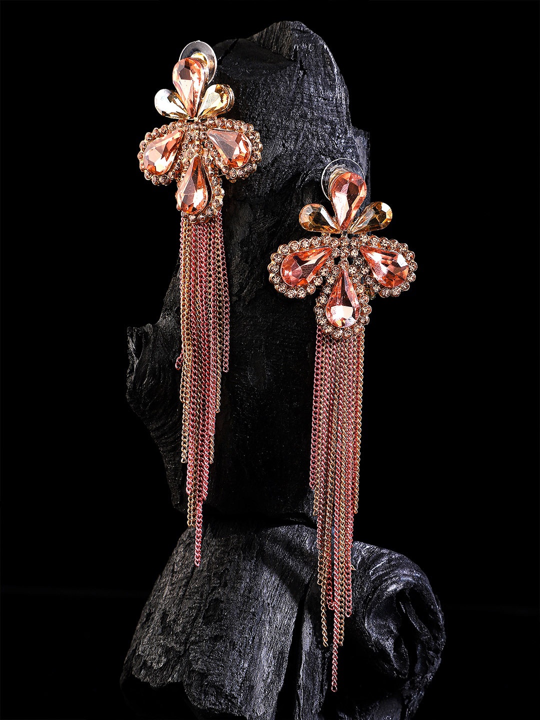 

Yellow Chimes Pink & Rose Gold-Plated Contemporary Drop Earrings
