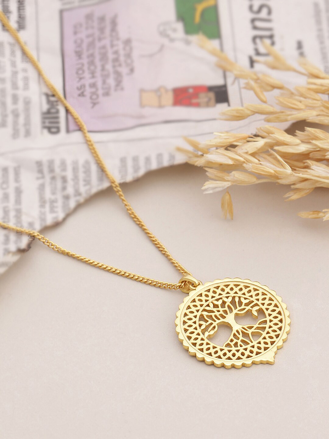 

EK BY EKTA KAPOOR Women 22K Gold Plated Brass Circular Tree Of Life Necklace