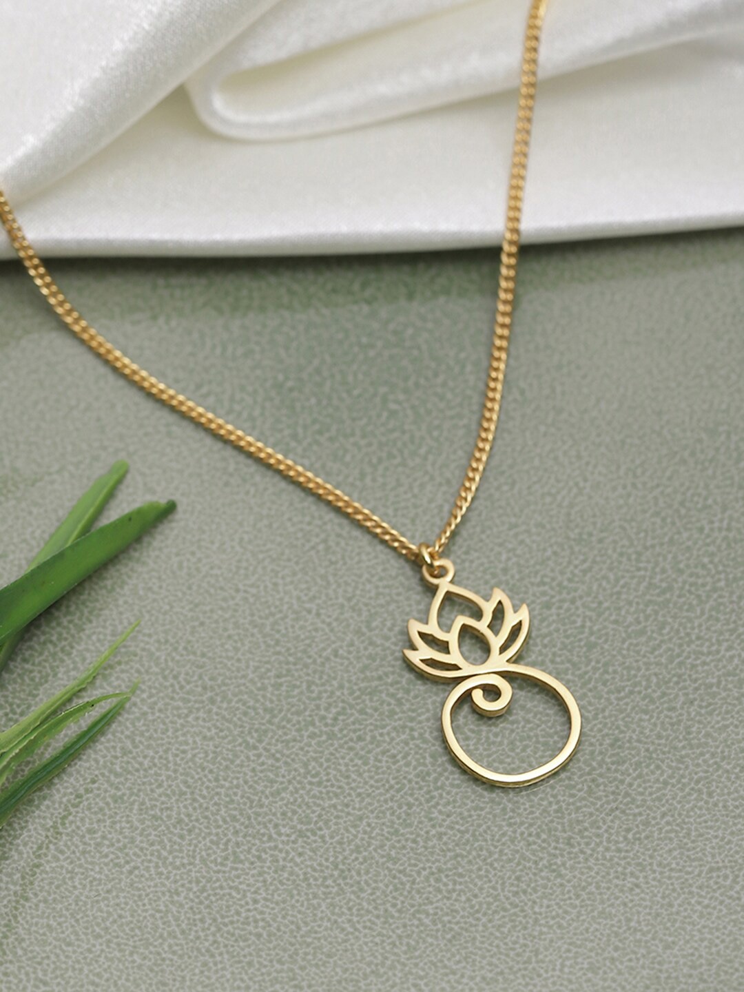 

EK BY EKTA KAPOOR 22K Gold Plated Curved Lotus Necklace