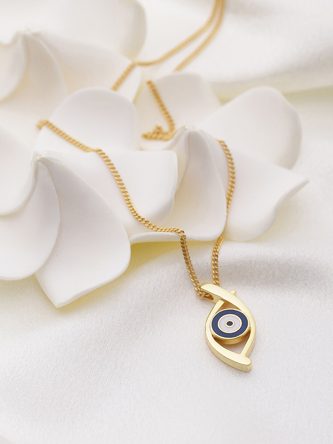 

EK BY EKTA KAPOOR 22K Gold Plated Blue Stone Evil Eye Necklace