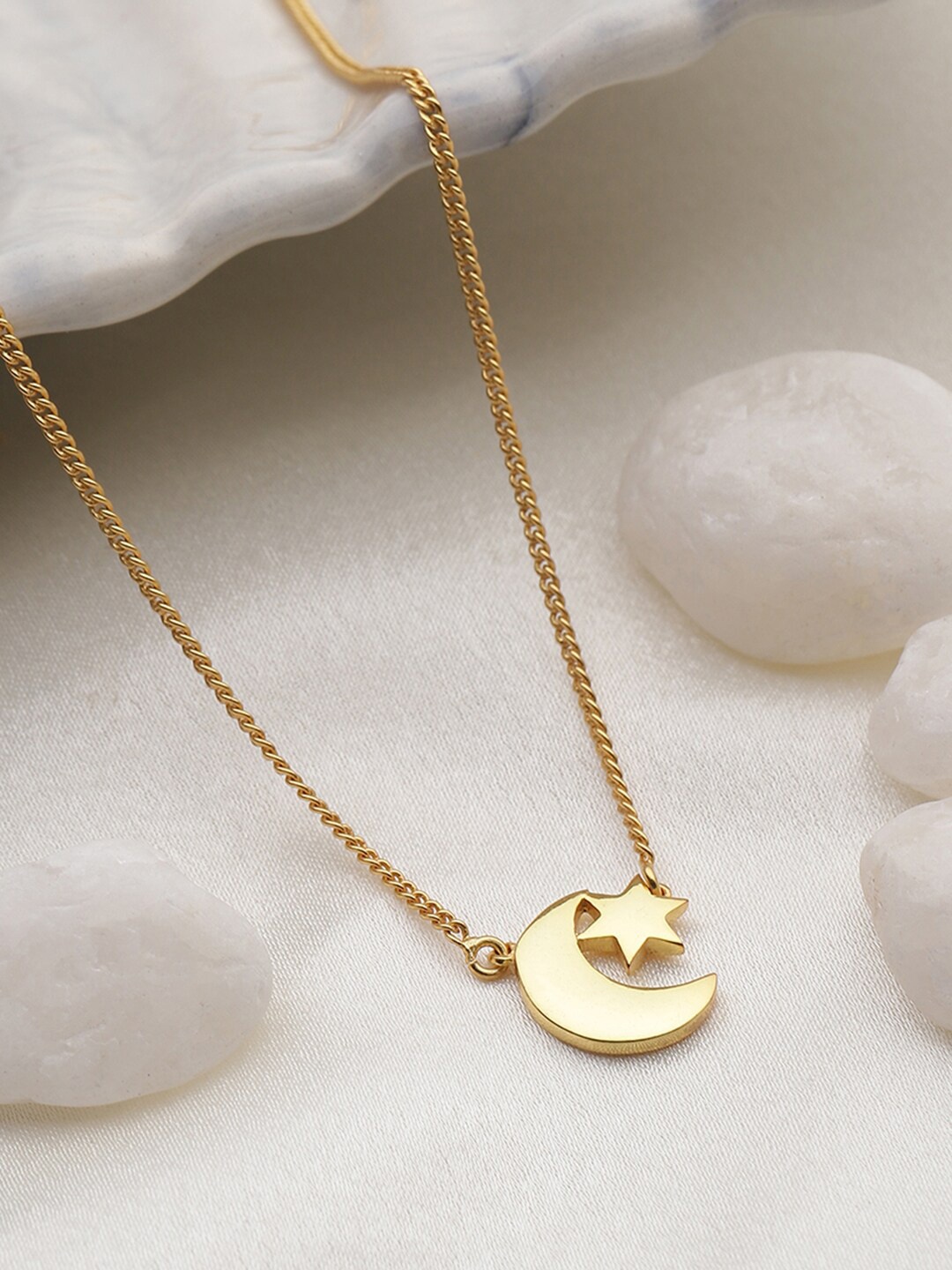 

EK BY EKTA KAPOOR 22K Gold Plated Star & Moon Charm Necklace