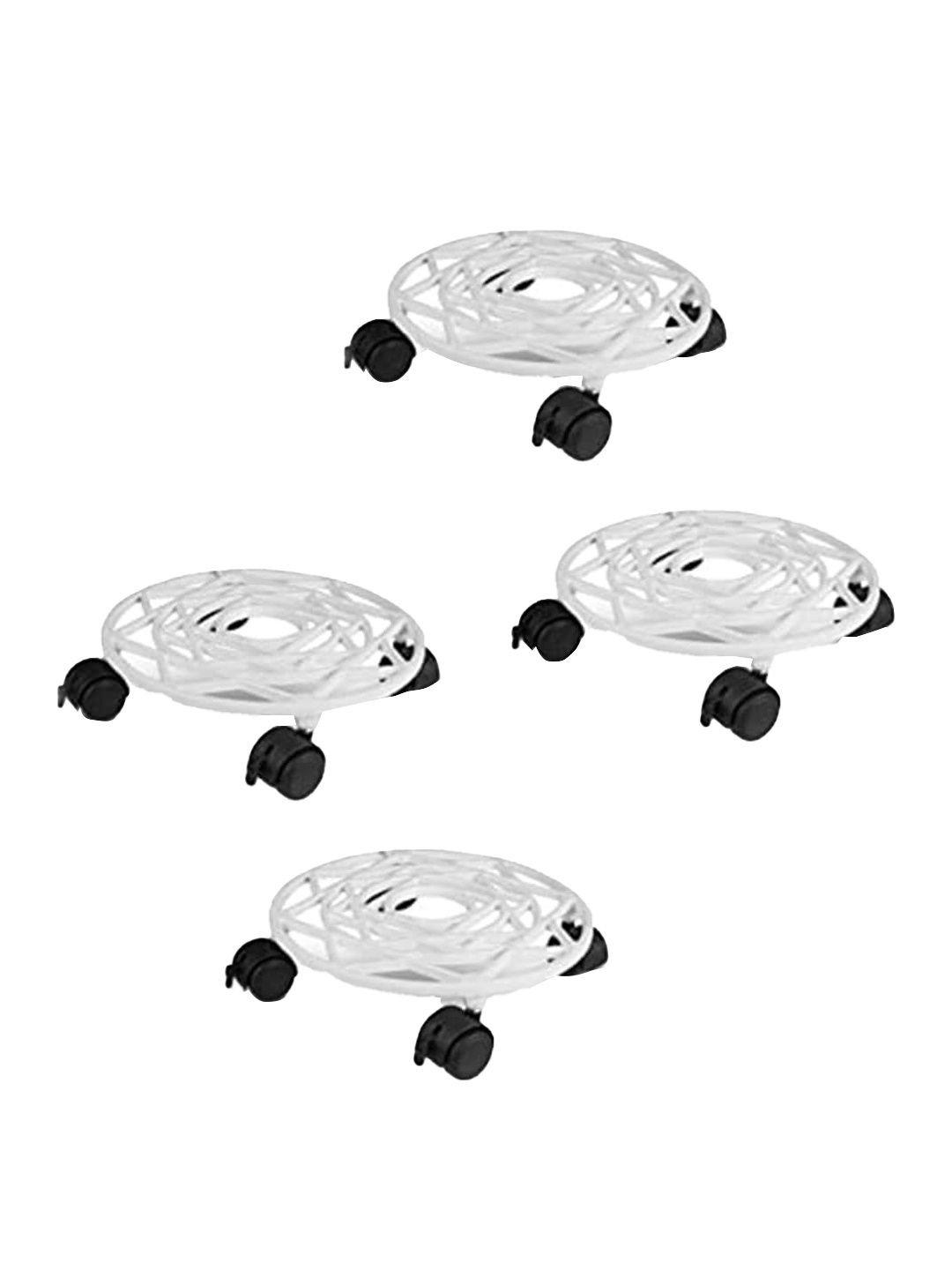 

Sharpex Set of 4 White Textured Metal Round Rack Plant Stand