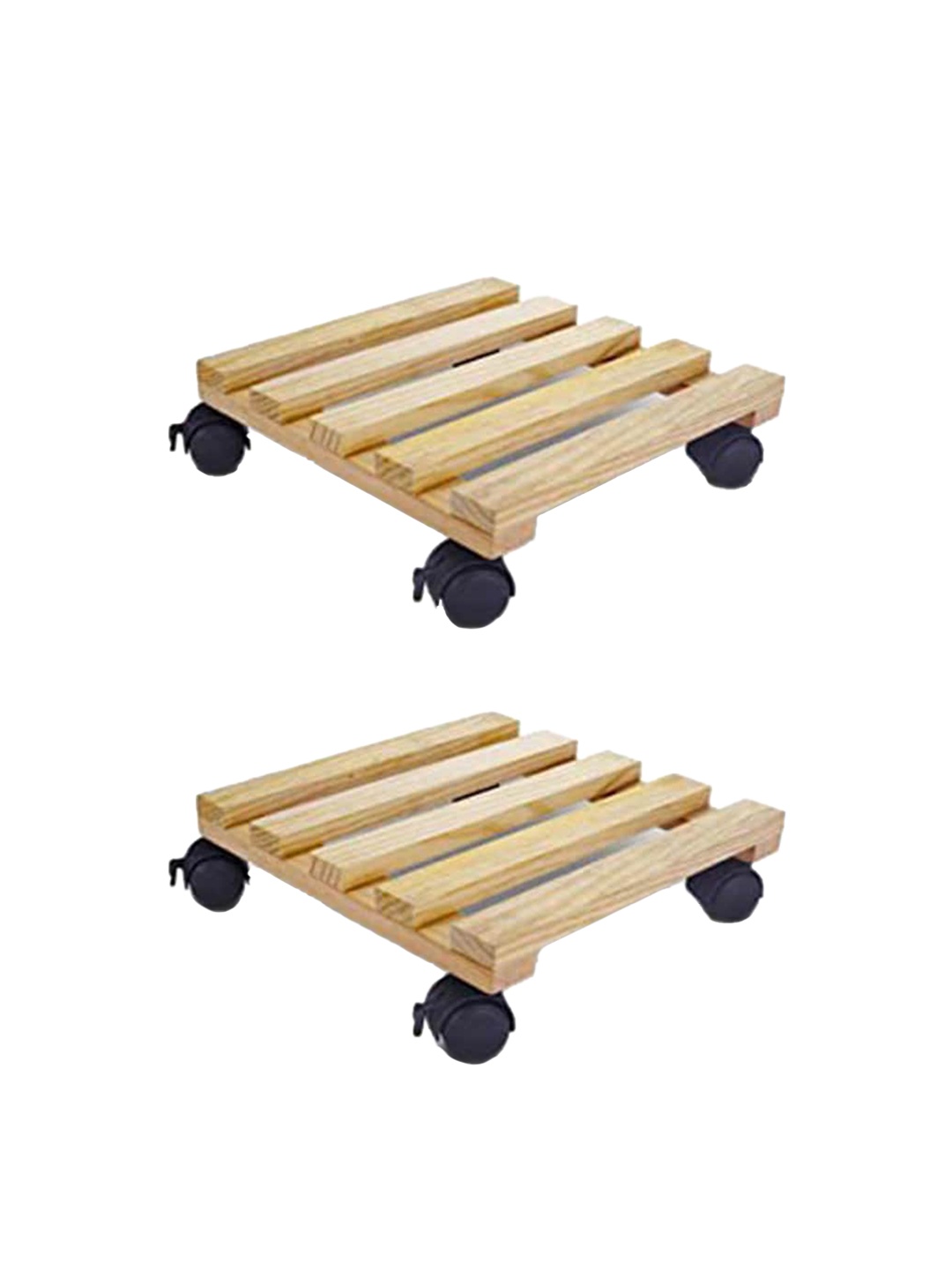 

Sharpex Set Of 2 Beige Solid Wooden Plant Stand Garden Accessories