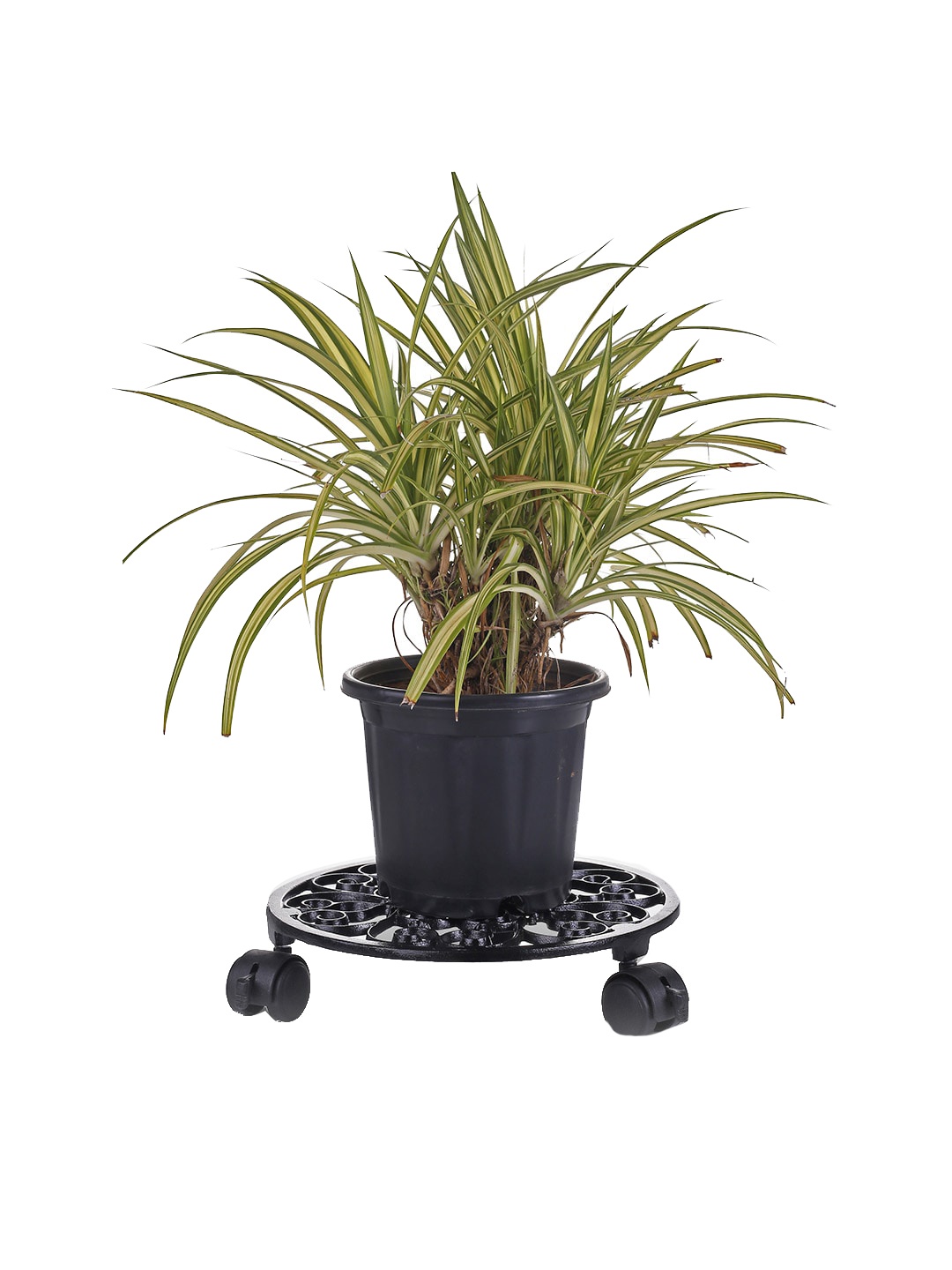 

Sharpex Set of 4 Black Self Design Metal Round Plant Stand