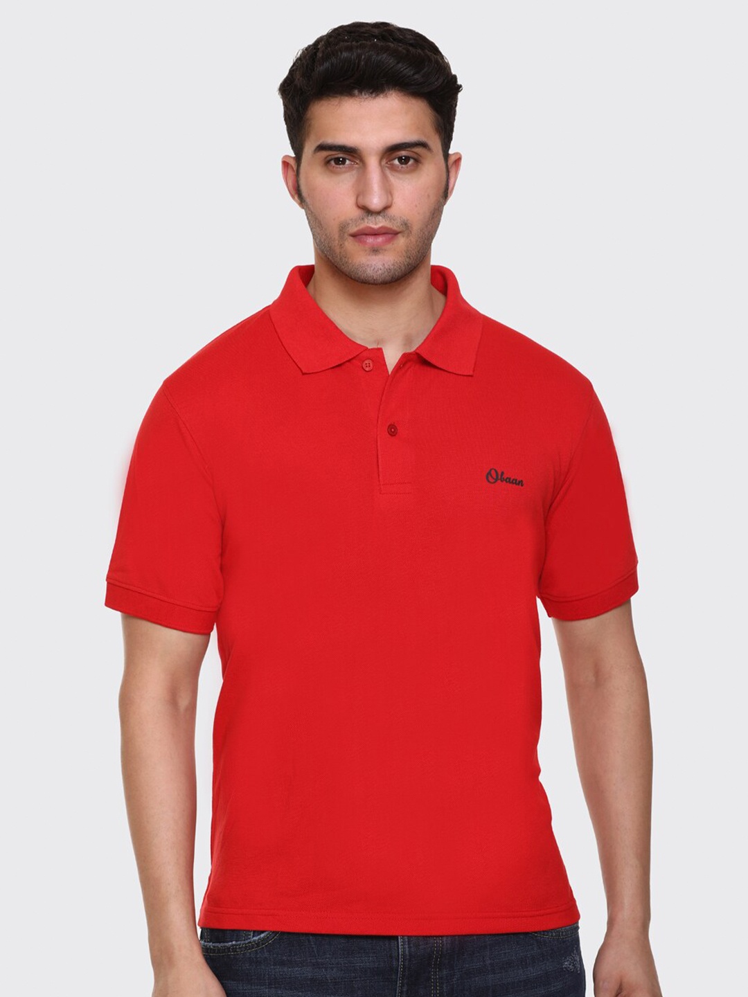 

Obaan Men Red Polo Collar T-shirt
