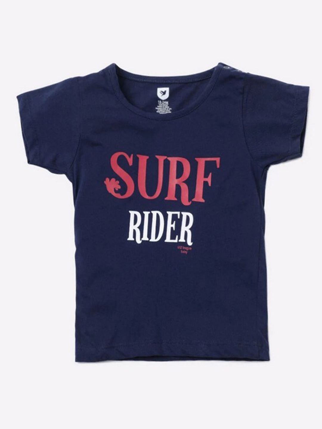 

612League Boys Blue Typography Printed T-shirt