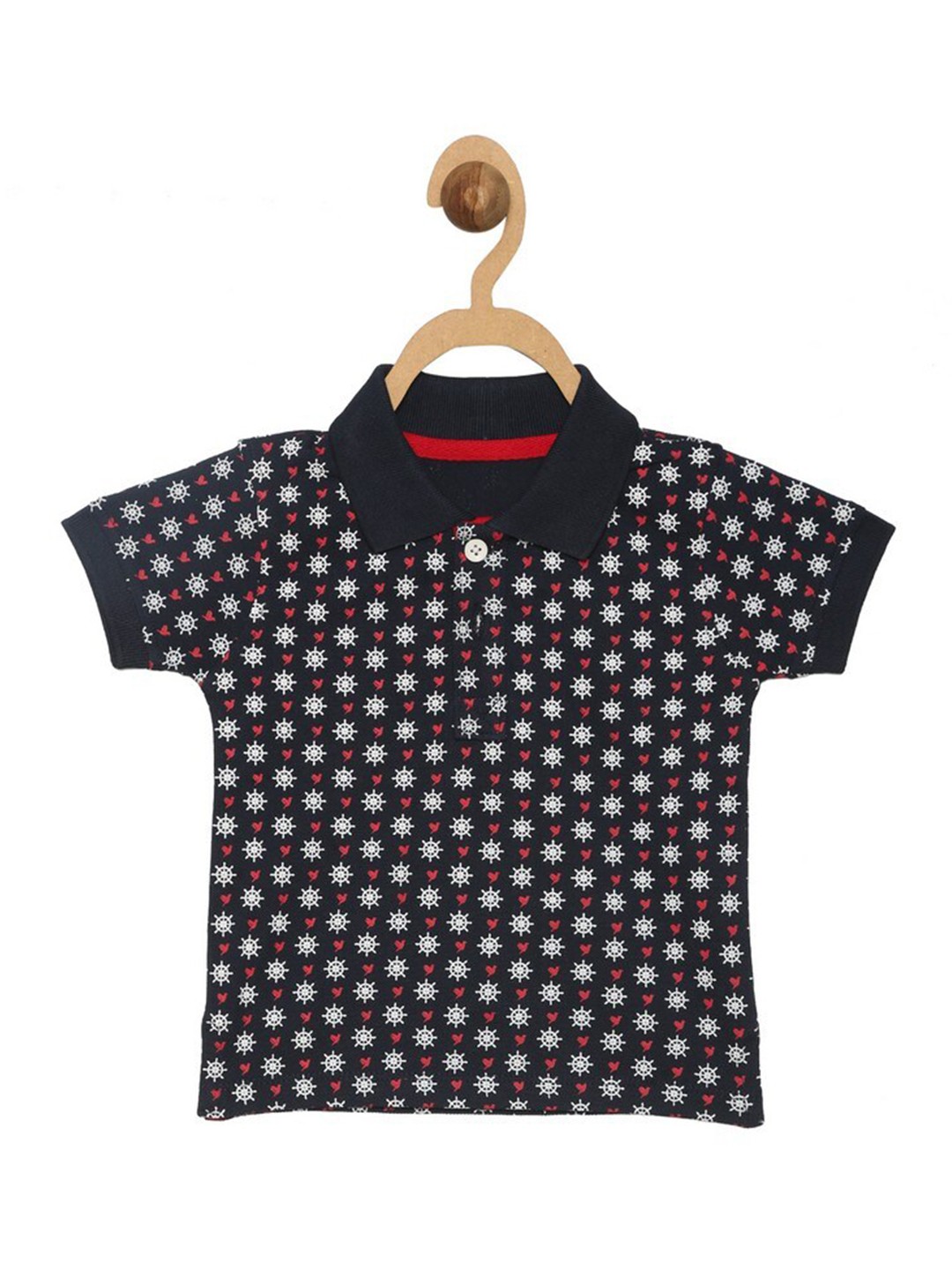 

612League Boys Blue & White Printed Polo Collar T-shirt