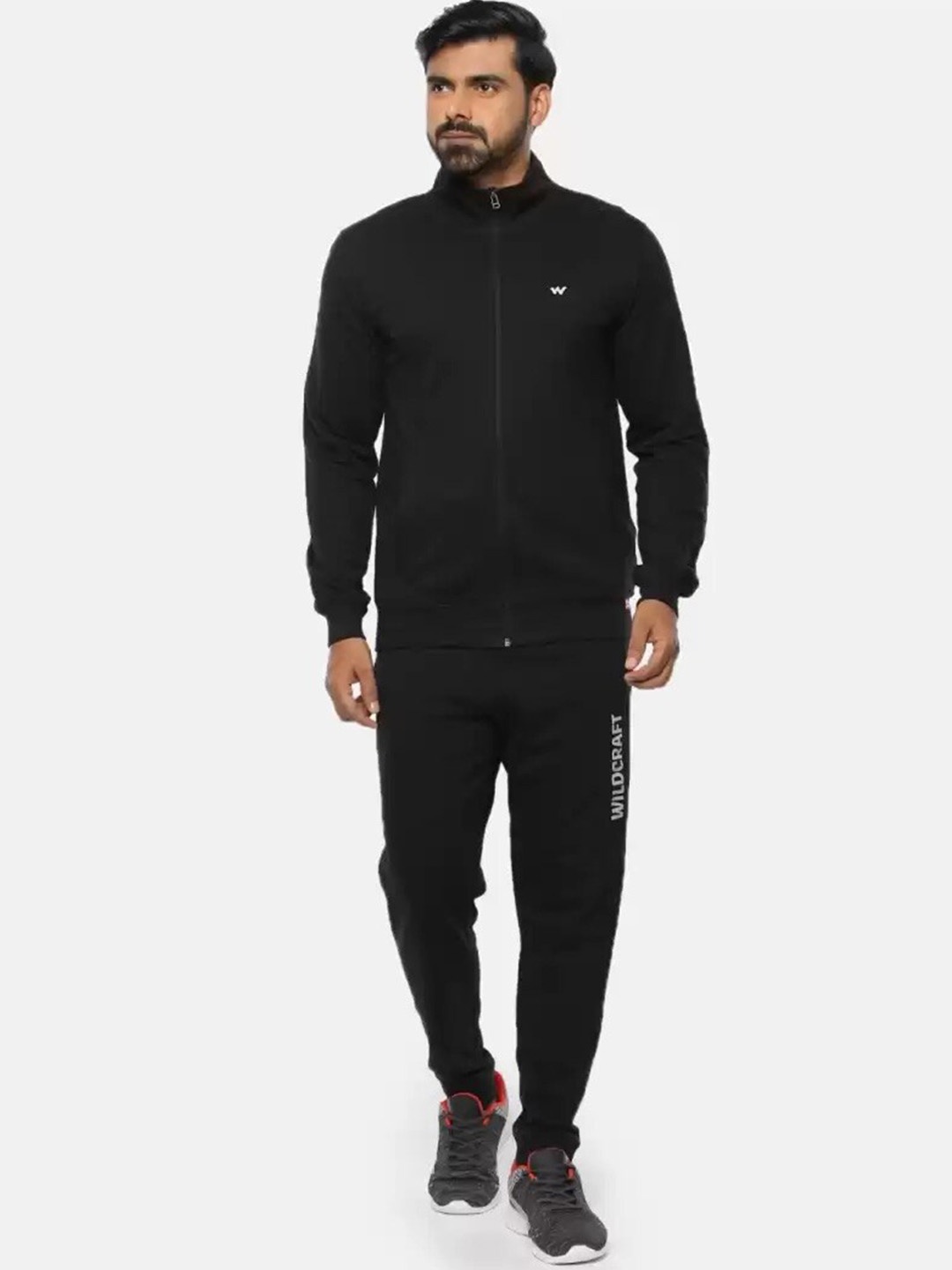 

Wildcraft Men Black Solid Mock Collar Cotton Tracksuits