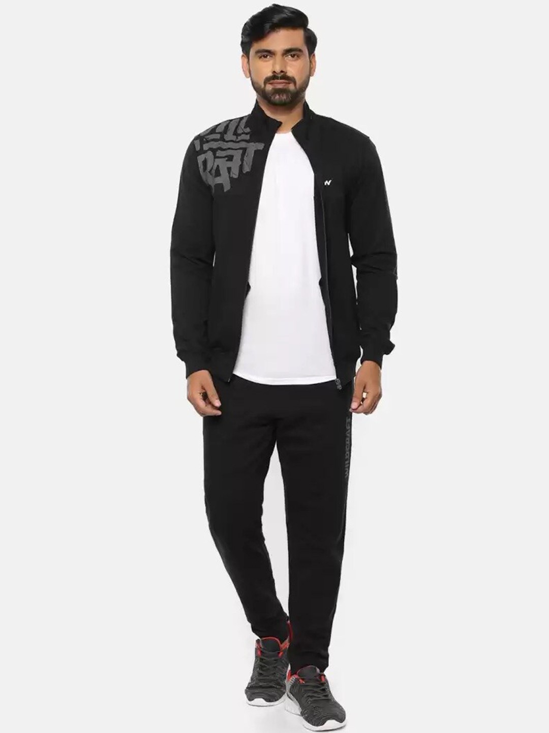 

Wildcraft Men Black Printed Cotton Tracksuits