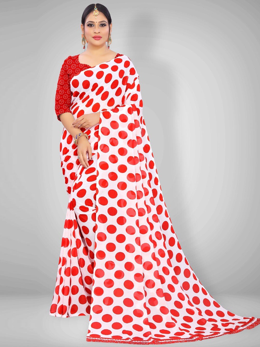 

Abhilasha Red & White Pure Georgette Saree