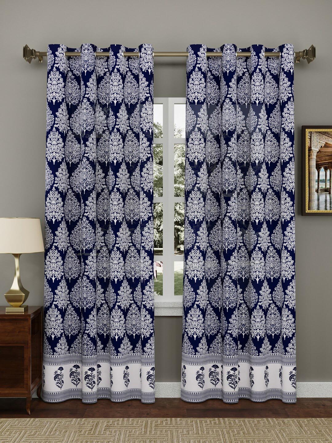 

BLOCKS OF INDIA Blue & White Set of 2 Ethnic Motifs Door Curtains