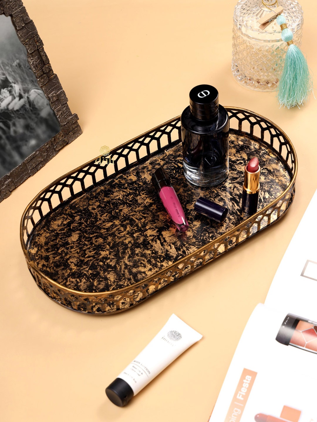 

DULI Copper-Toned Printed Multipurpose Tray