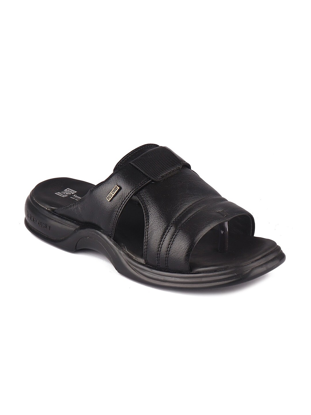 

Red Chief Men Black Leather Comfort Sandals
